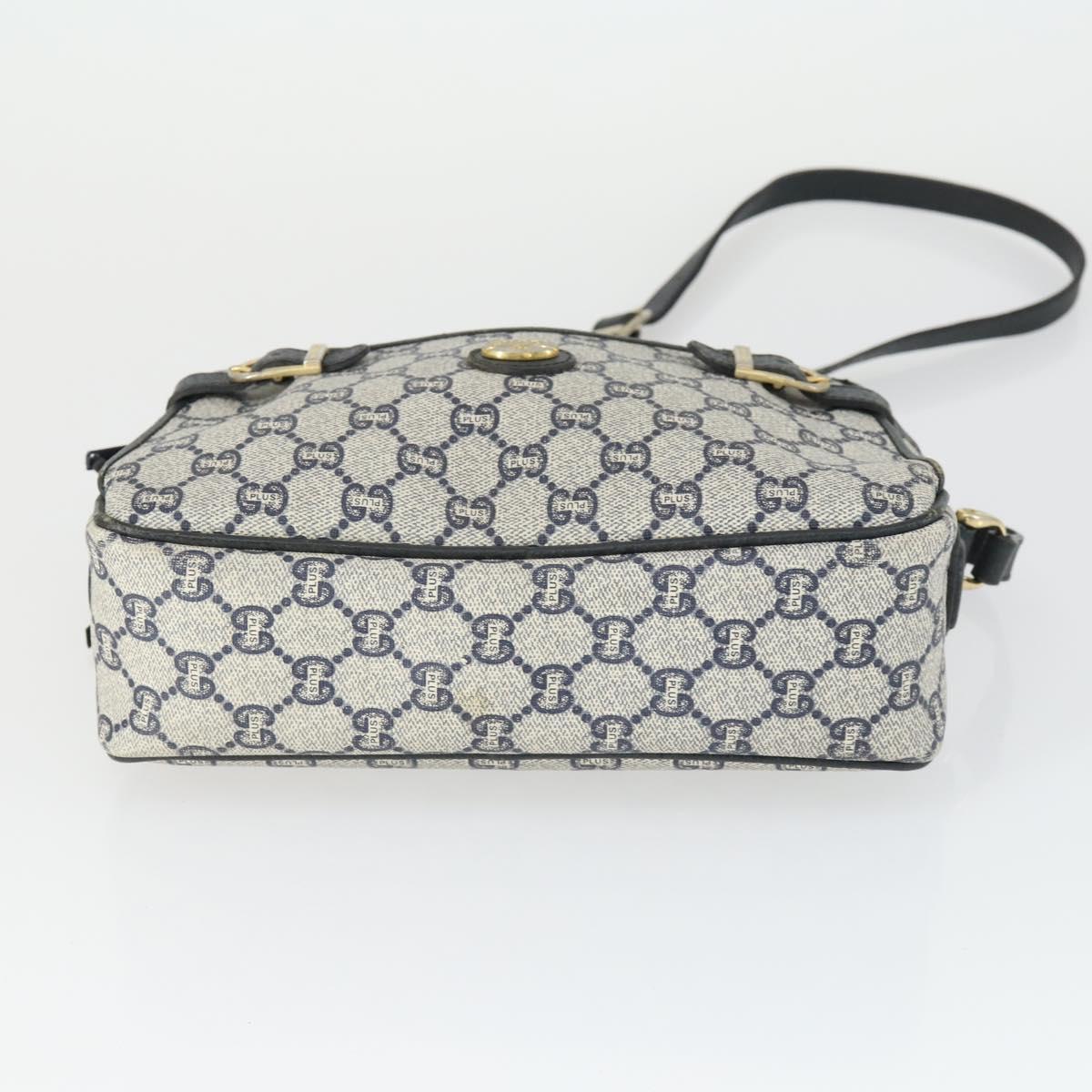 GUCCI GG Plus Supreme Shoulder Bag PVC Navy Gold Auth SW2094