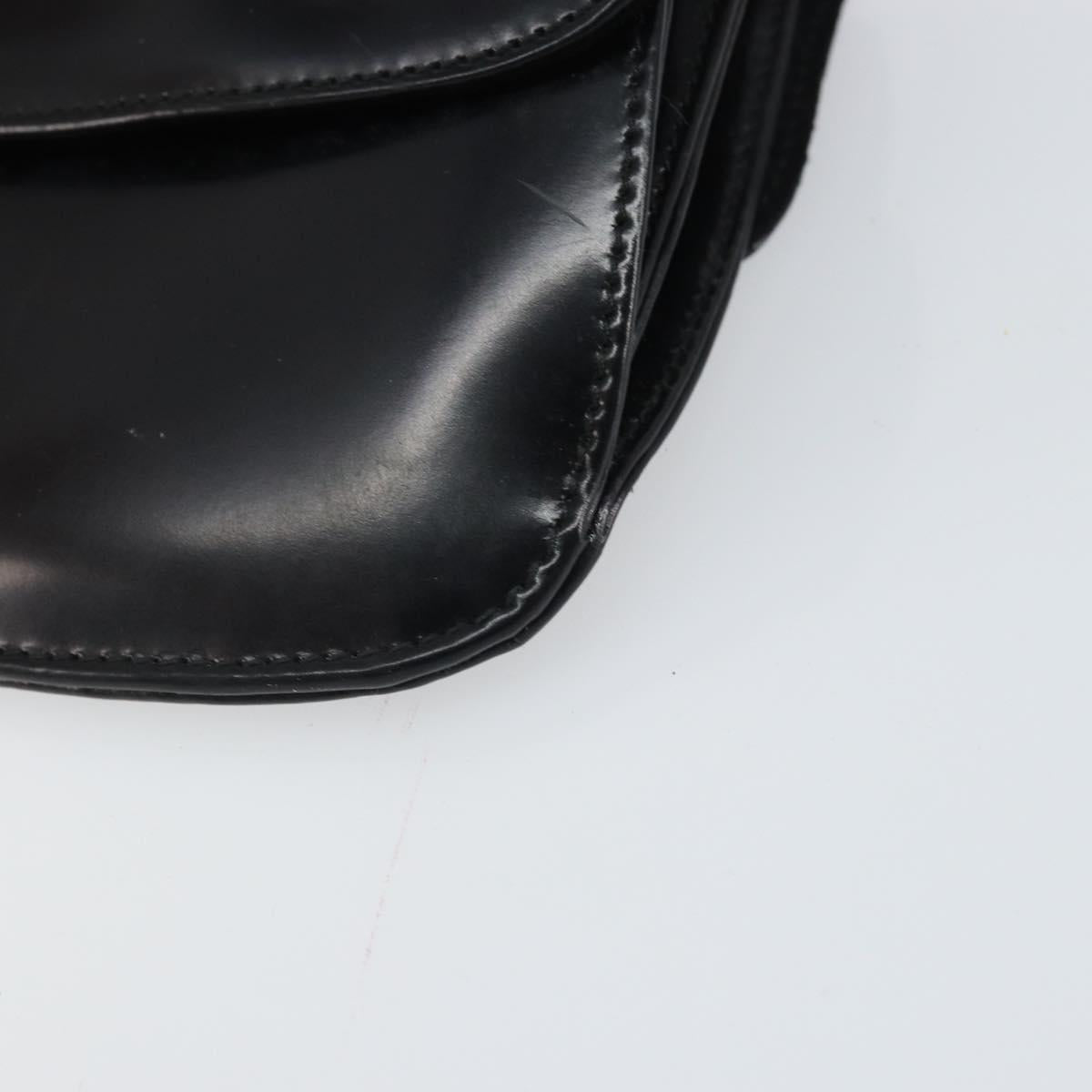 GUCCI Shoulder Bag Patent leather Black Silver Auth SW2095