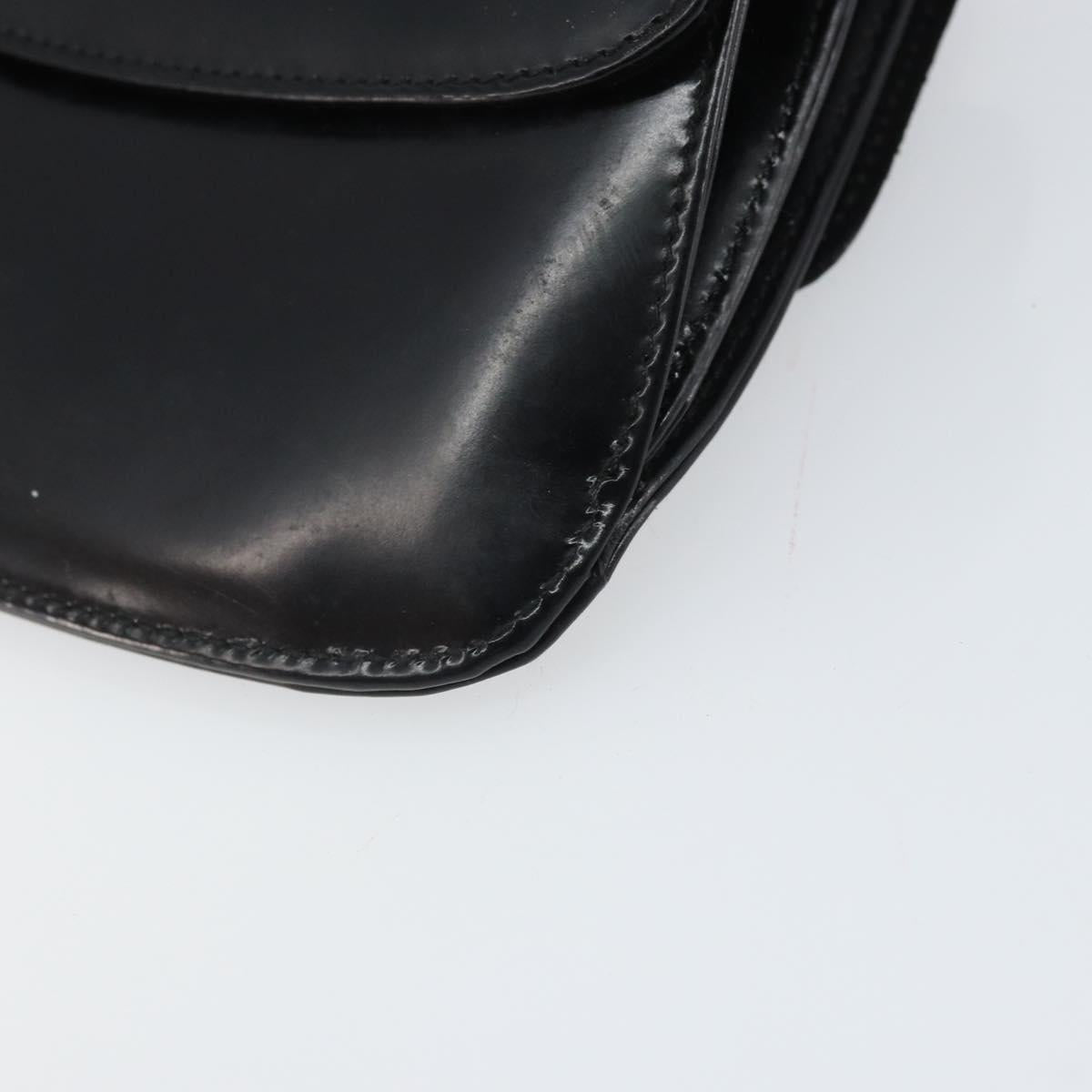 GUCCI Shoulder Bag Patent leather Black Silver Auth SW2095