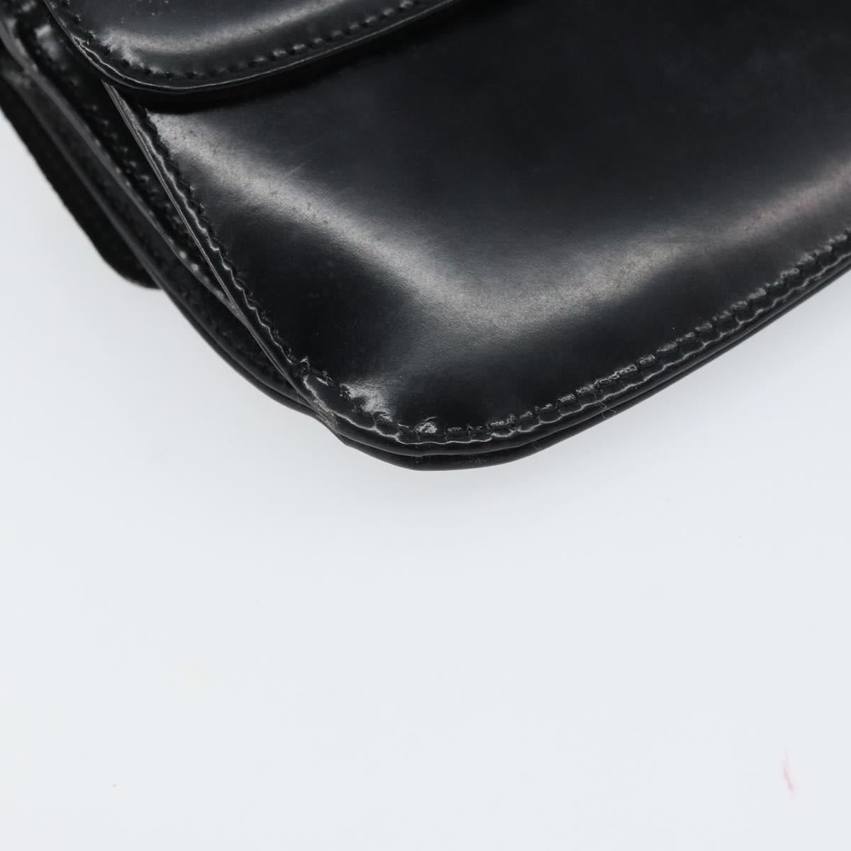 GUCCI Shoulder Bag Patent leather Black Silver Auth SW2095
