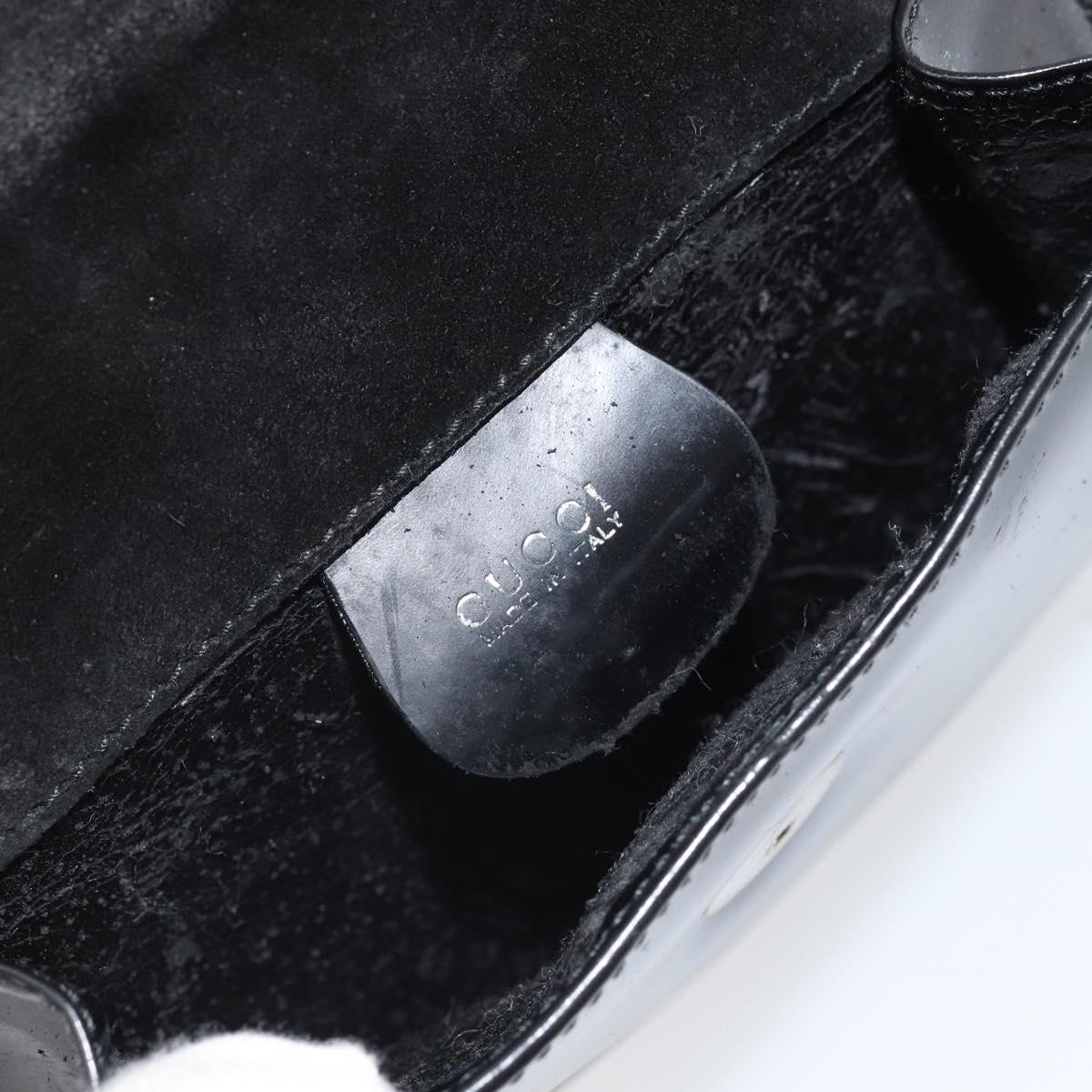 GUCCI Shoulder Bag Patent leather Black Silver Auth SW2095