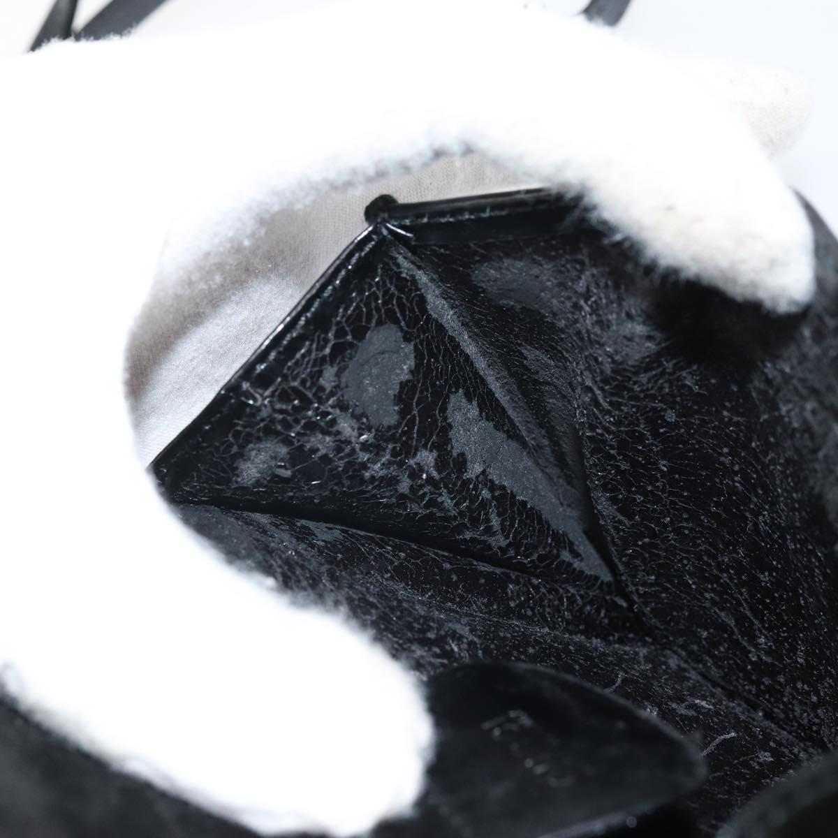 GUCCI Shoulder Bag Patent leather Black Silver Auth SW2095