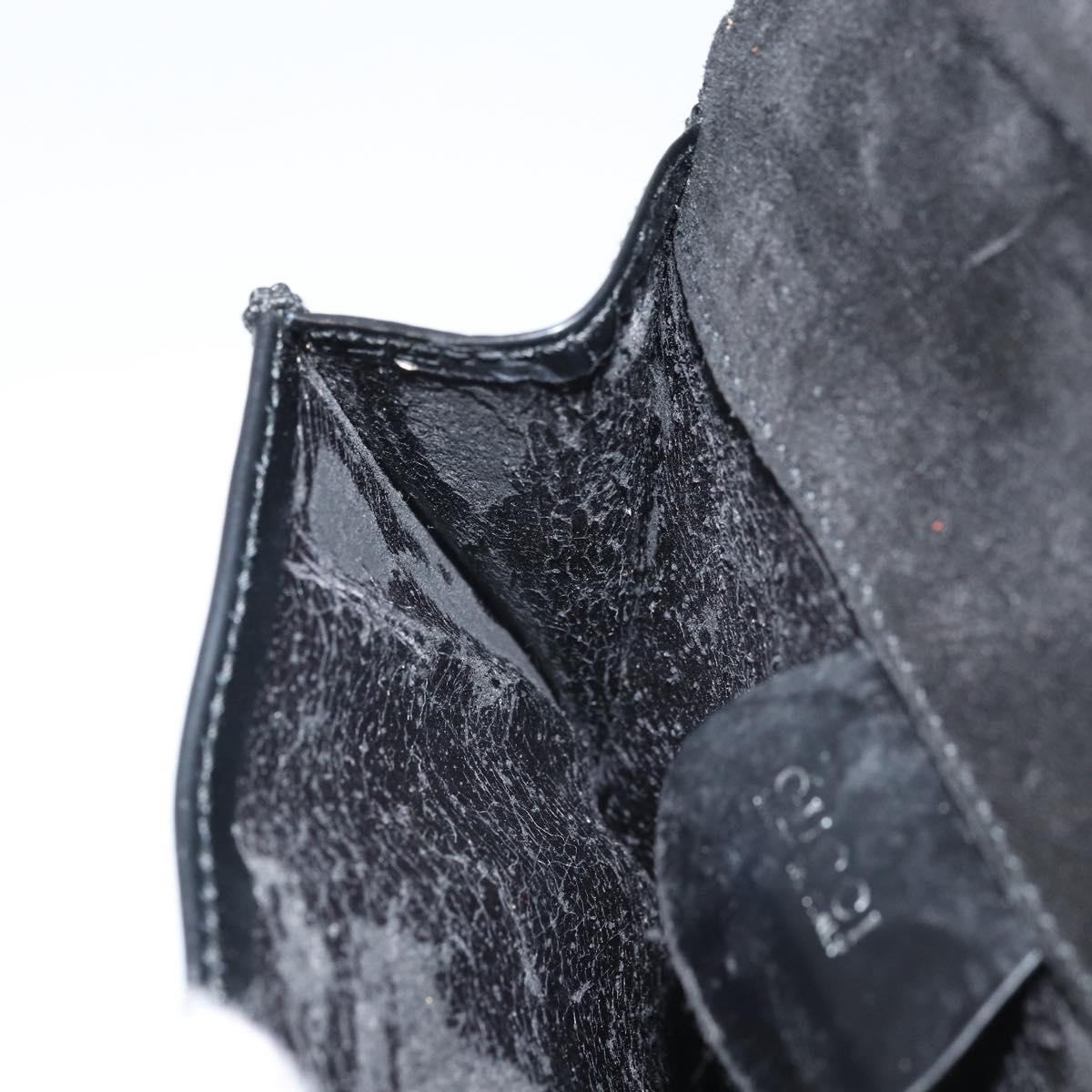 GUCCI Shoulder Bag Patent leather Black Silver Auth SW2095