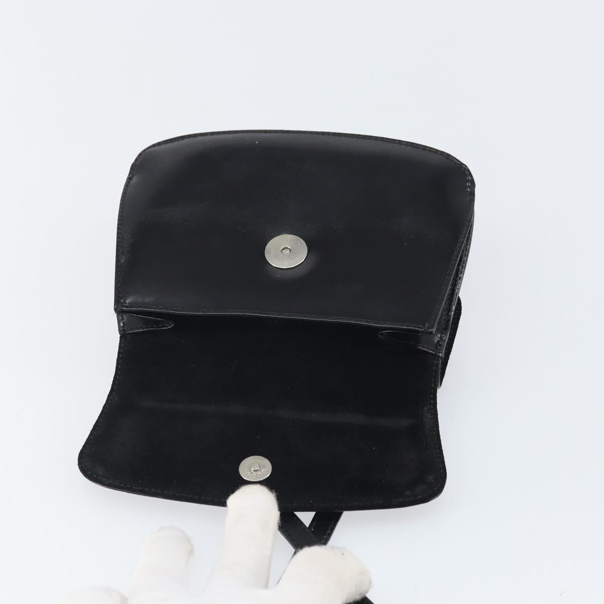 GUCCI Shoulder Bag Patent leather Black Silver Auth SW2095