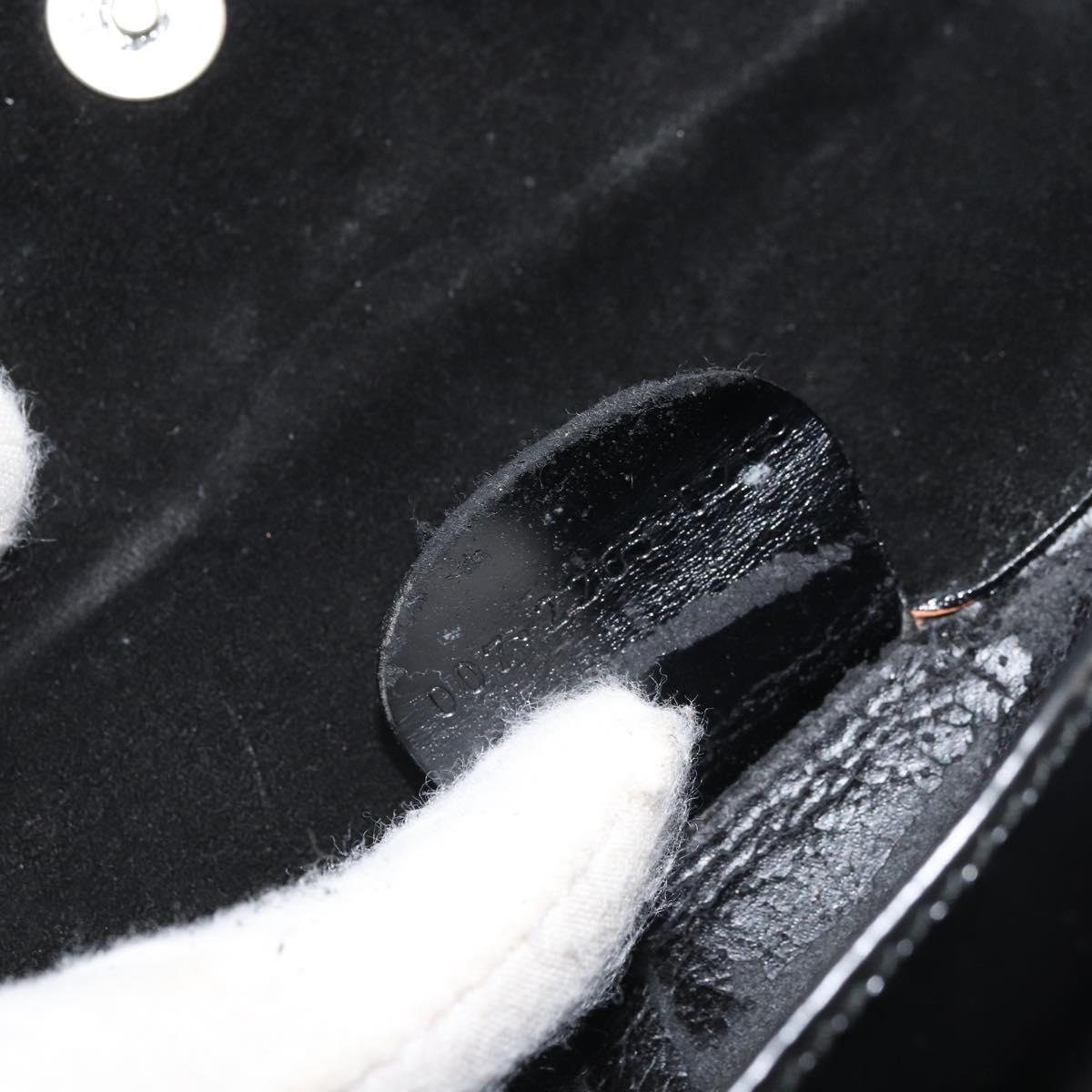 GUCCI Shoulder Bag Patent leather Black Silver Auth SW2095