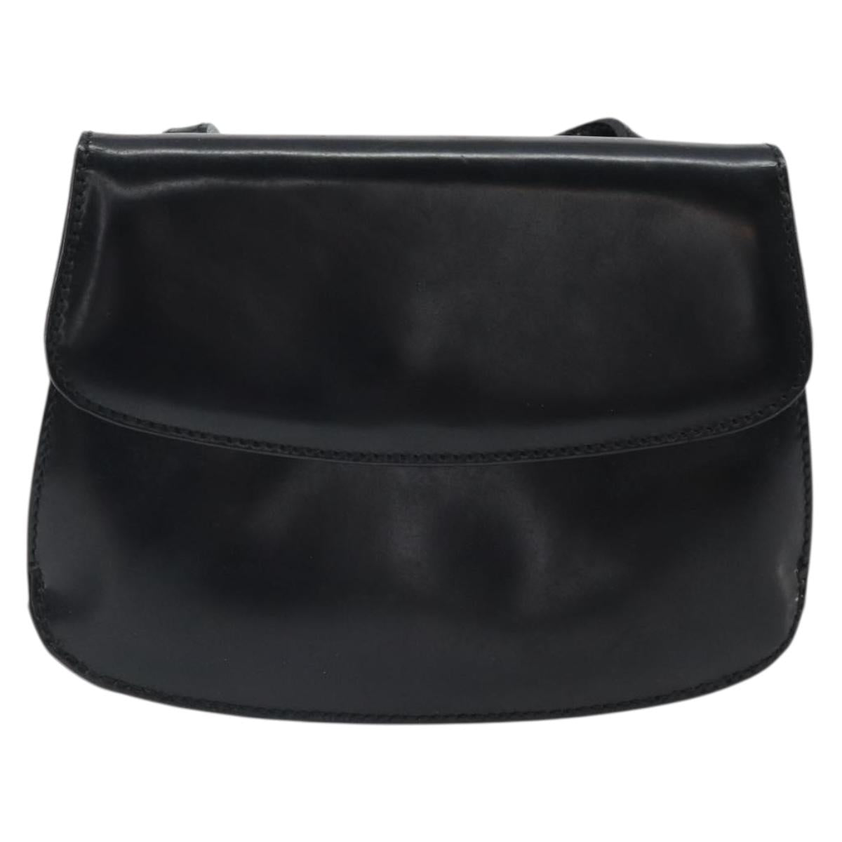 GUCCI Shoulder Bag Patent leather Black Silver Auth SW2095