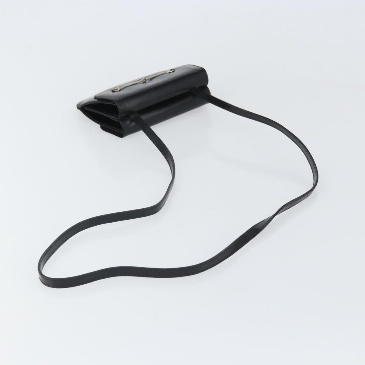 GUCCI Shoulder Bag Patent leather Black Silver Auth SW2095