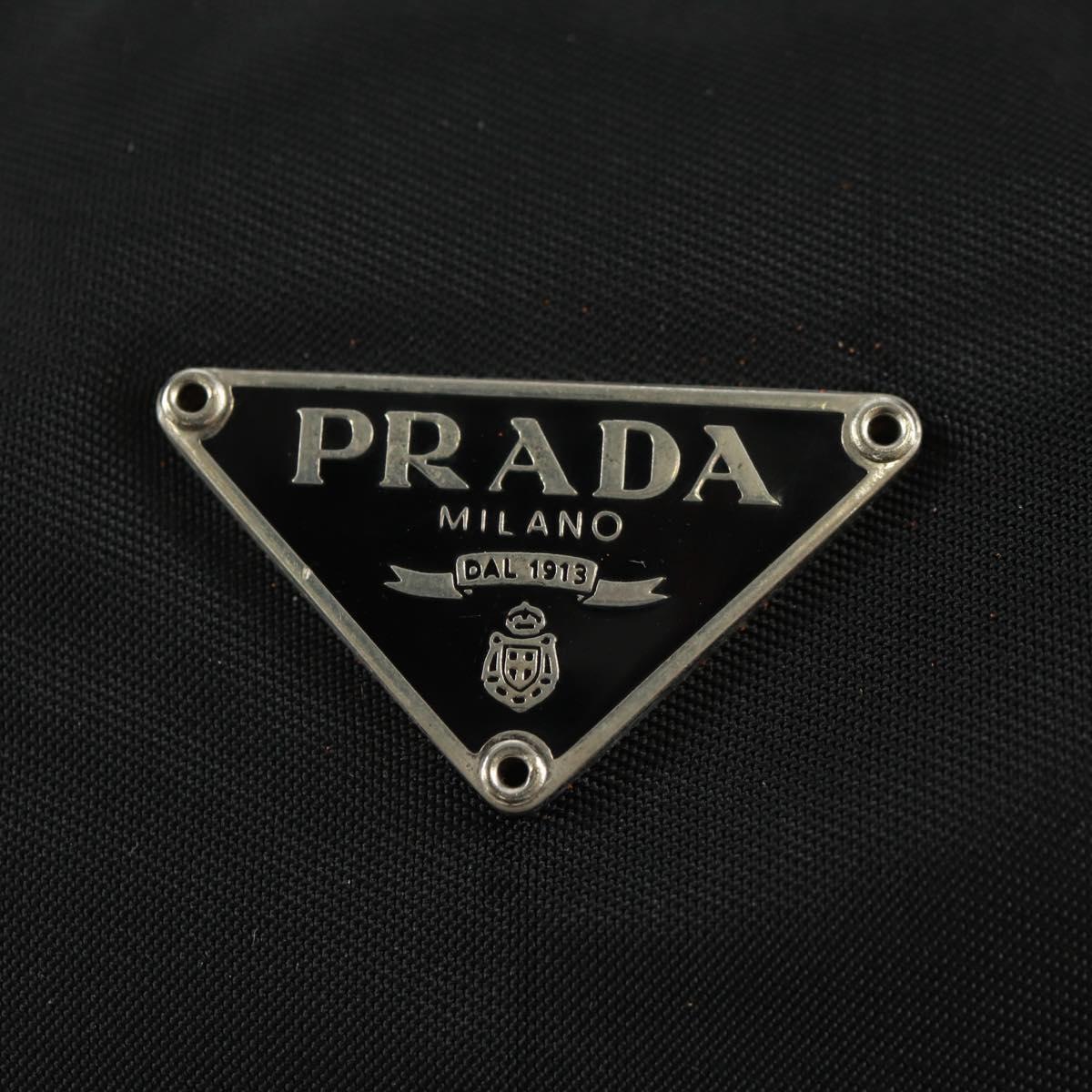 PRADA Hand Bag Nylon Black Silver Auth SW2096V