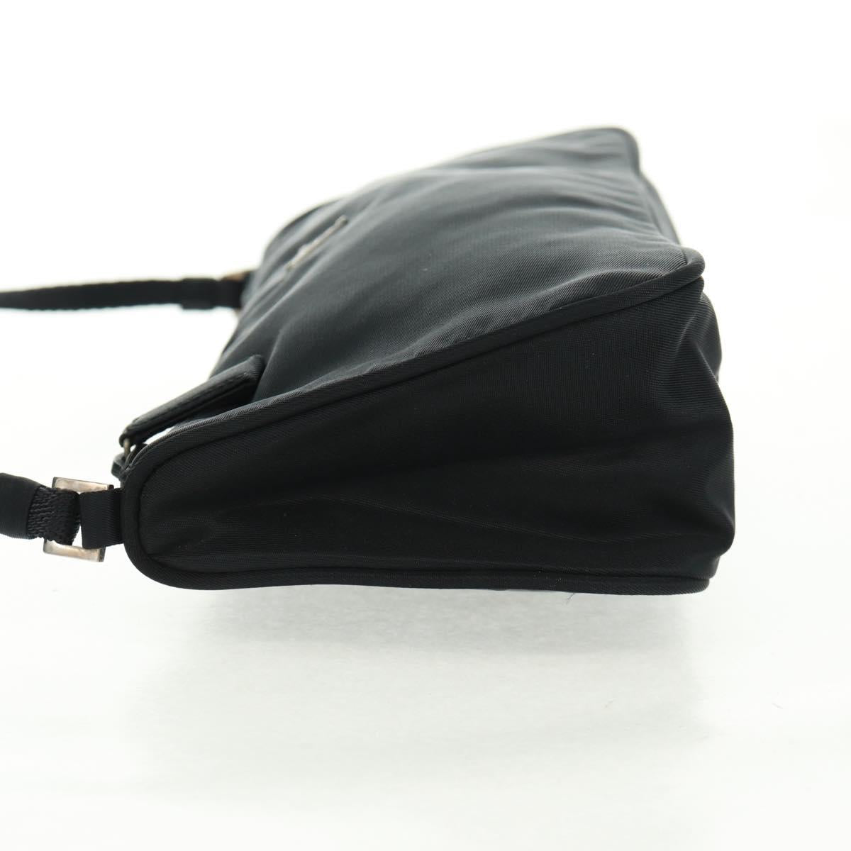 PRADA Hand Bag Nylon Black Silver Auth SW2096V