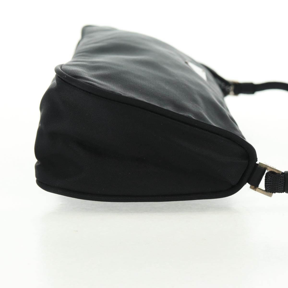 PRADA Hand Bag Nylon Black Silver Auth SW2096V