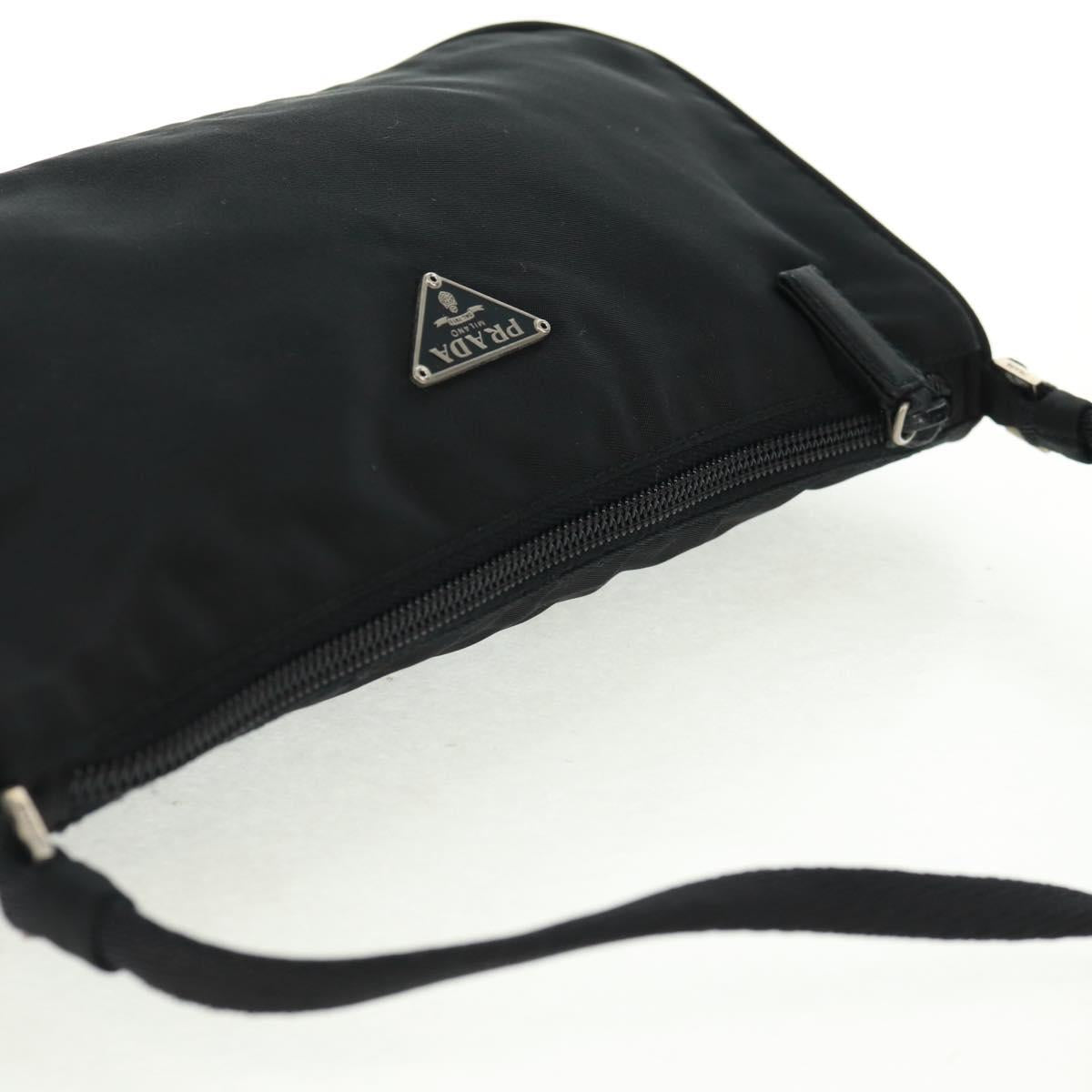 PRADA Hand Bag Nylon Black Silver Auth SW2096V