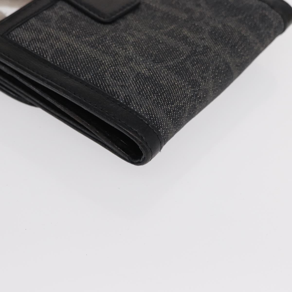 Christian Dior Trotter Canvas Trifold Wallet Black Silver Auth SW2098