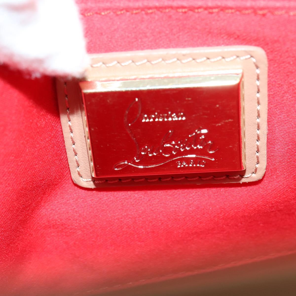 Christian Louboutin Chain Shoulder Bag Leather Beige Gold Auth SW2107V
