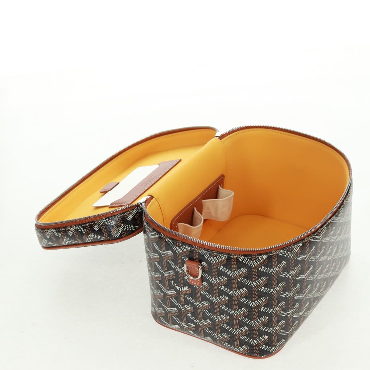 GOYARD Herringbone Vanity Muse PM Bag PVC Leather 2way Brown Auth SW2108SM