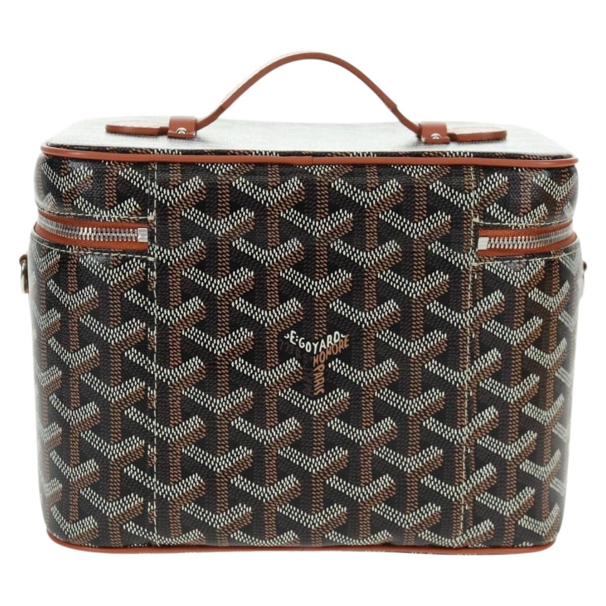 GOYARD Herringbone Vanity Muse PM Bag PVC Leather 2way Brown Auth SW2108SM