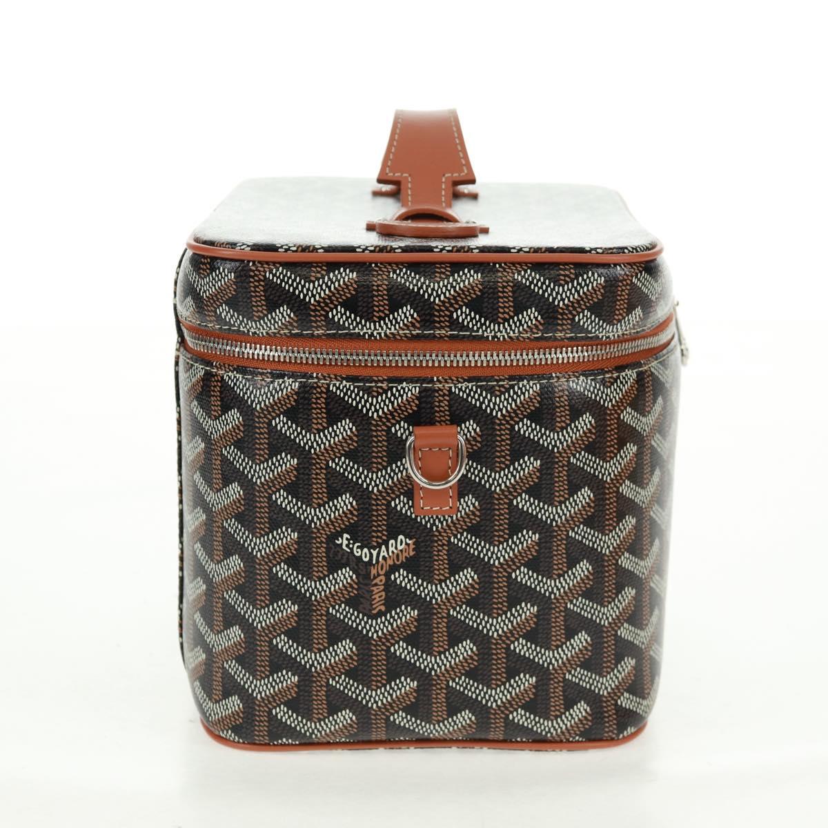 GOYARD Herringbone Vanity Muse PM Bag PVC Leather 2way Brown Auth SW2108SM