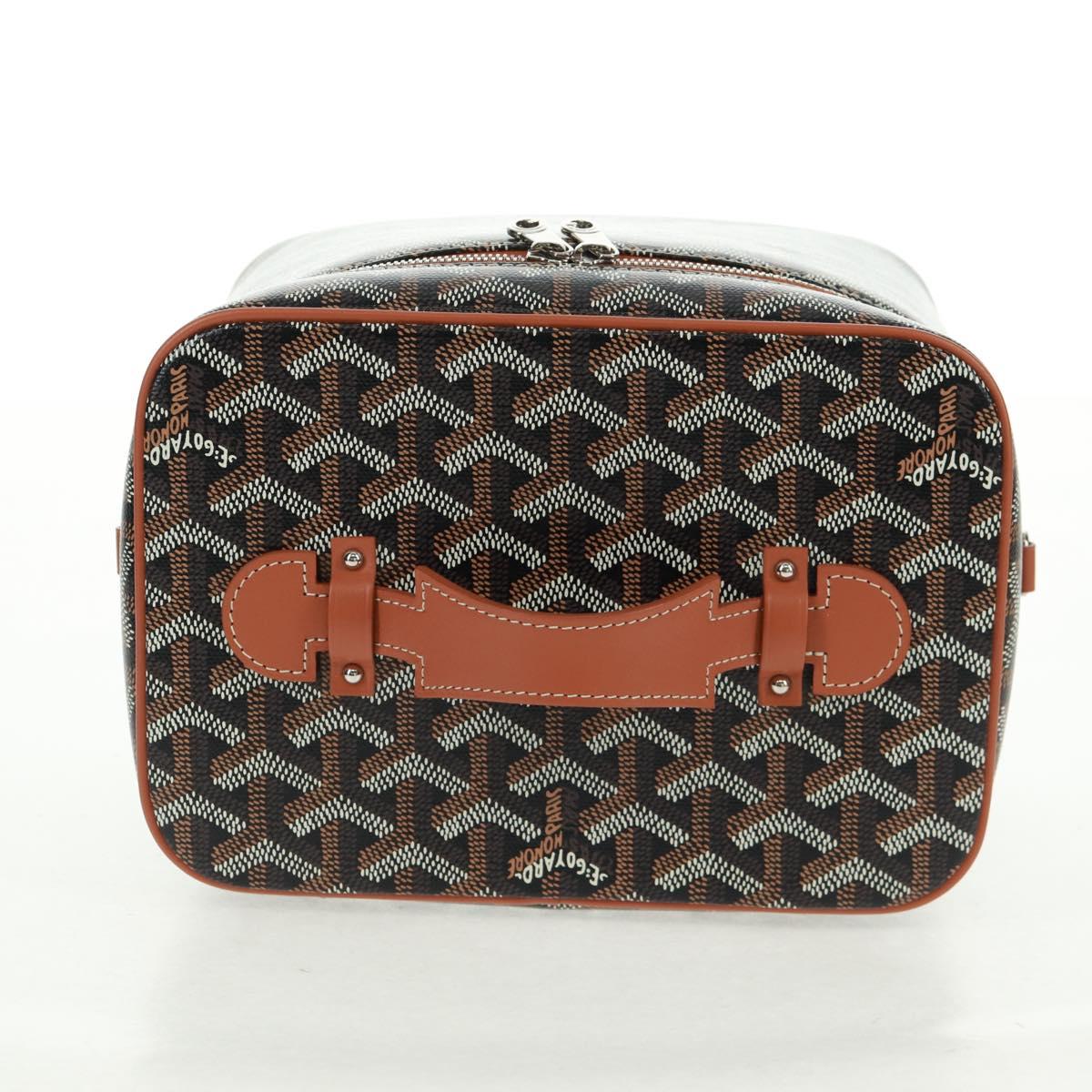 GOYARD Herringbone Vanity Muse PM Bag PVC Leather 2way Brown Auth SW2108SM