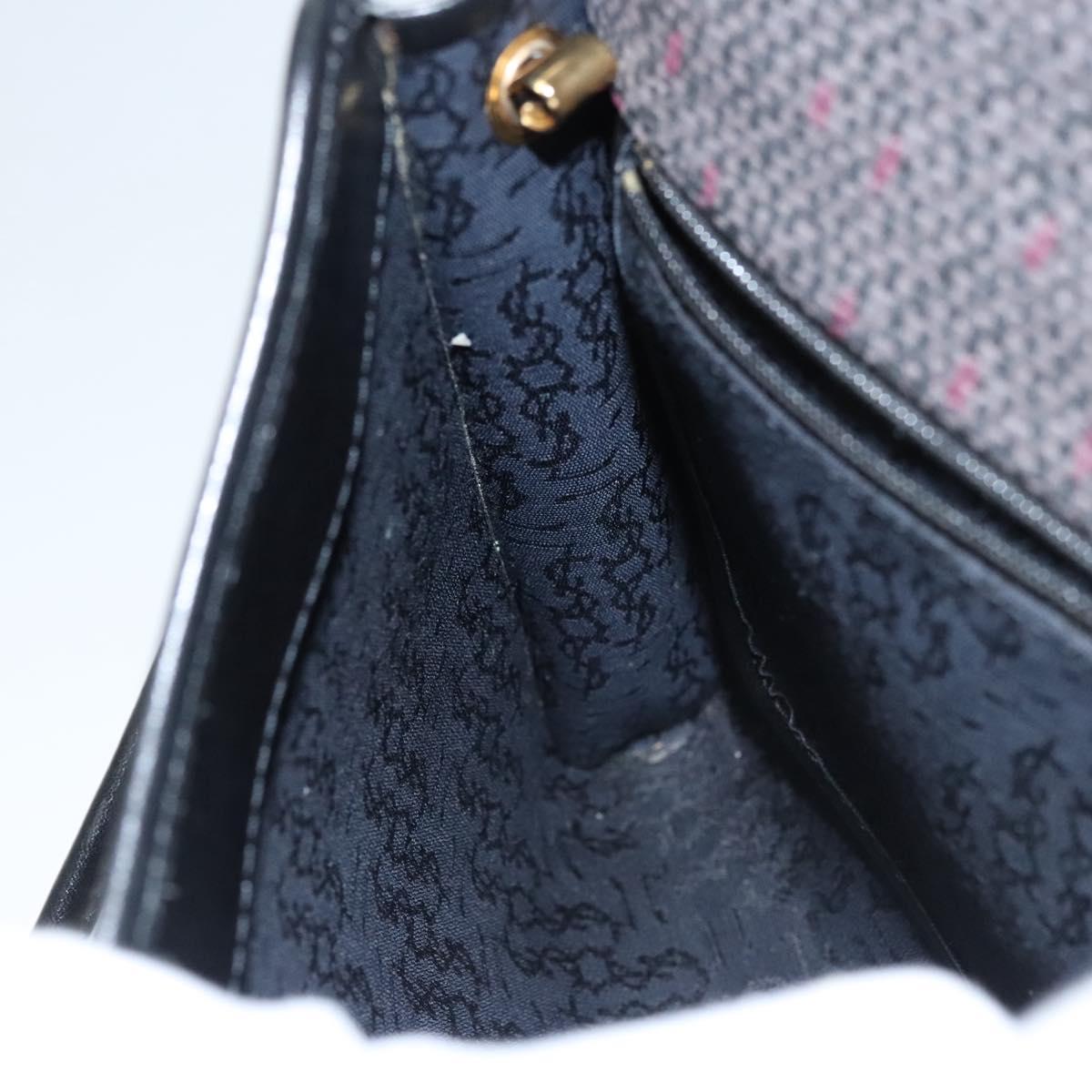 SAINT LAURENT Shoulder Bag Canvas Purple Gold Auth sw211