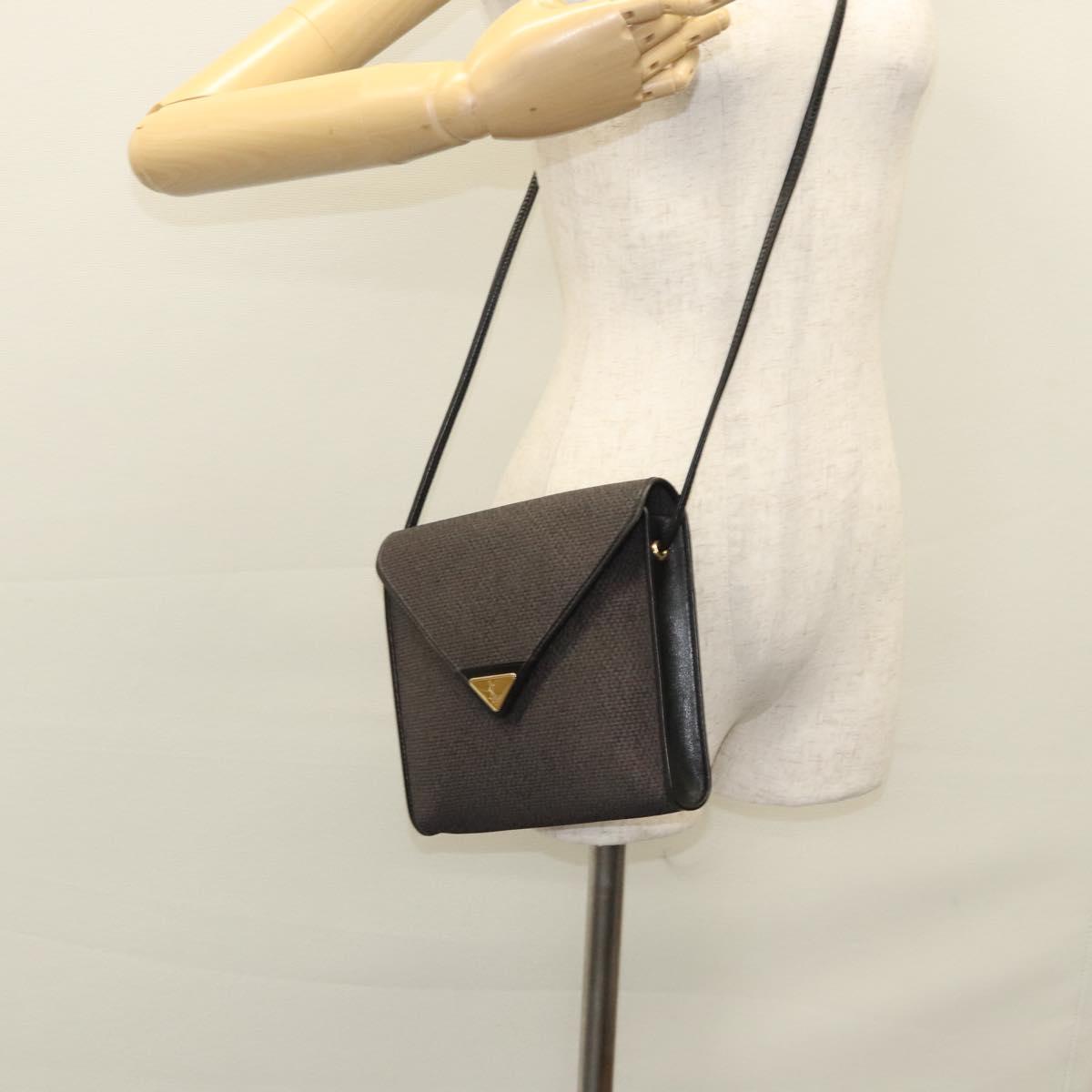 SAINT LAURENT Shoulder Bag Canvas Purple Gold Auth sw211