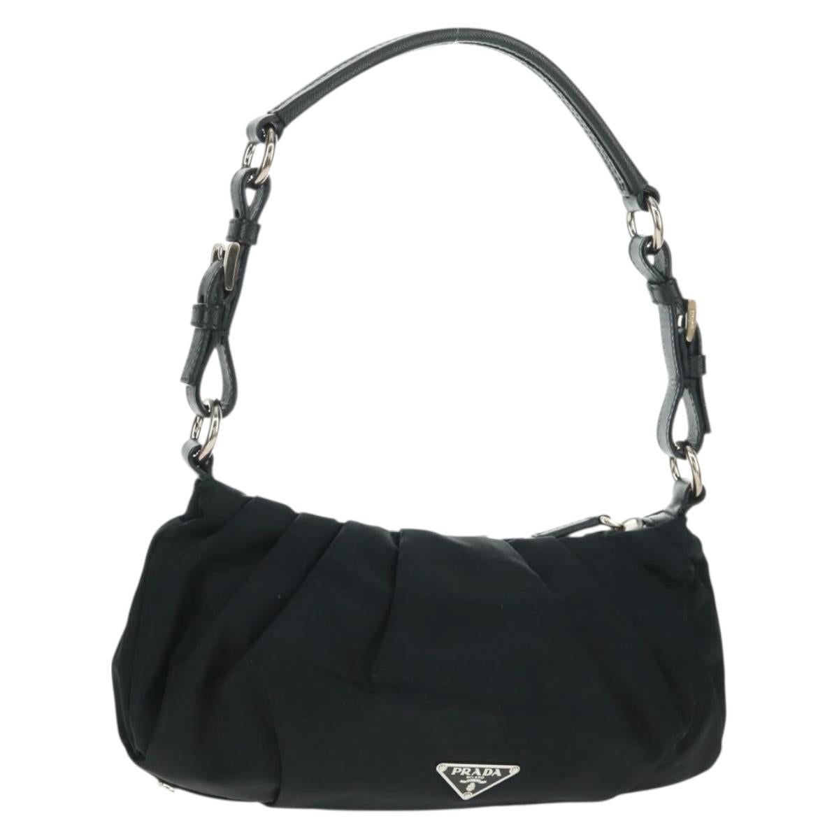 PRADA Shoulder Bag Nylon Black Silver Auth SW2111AV