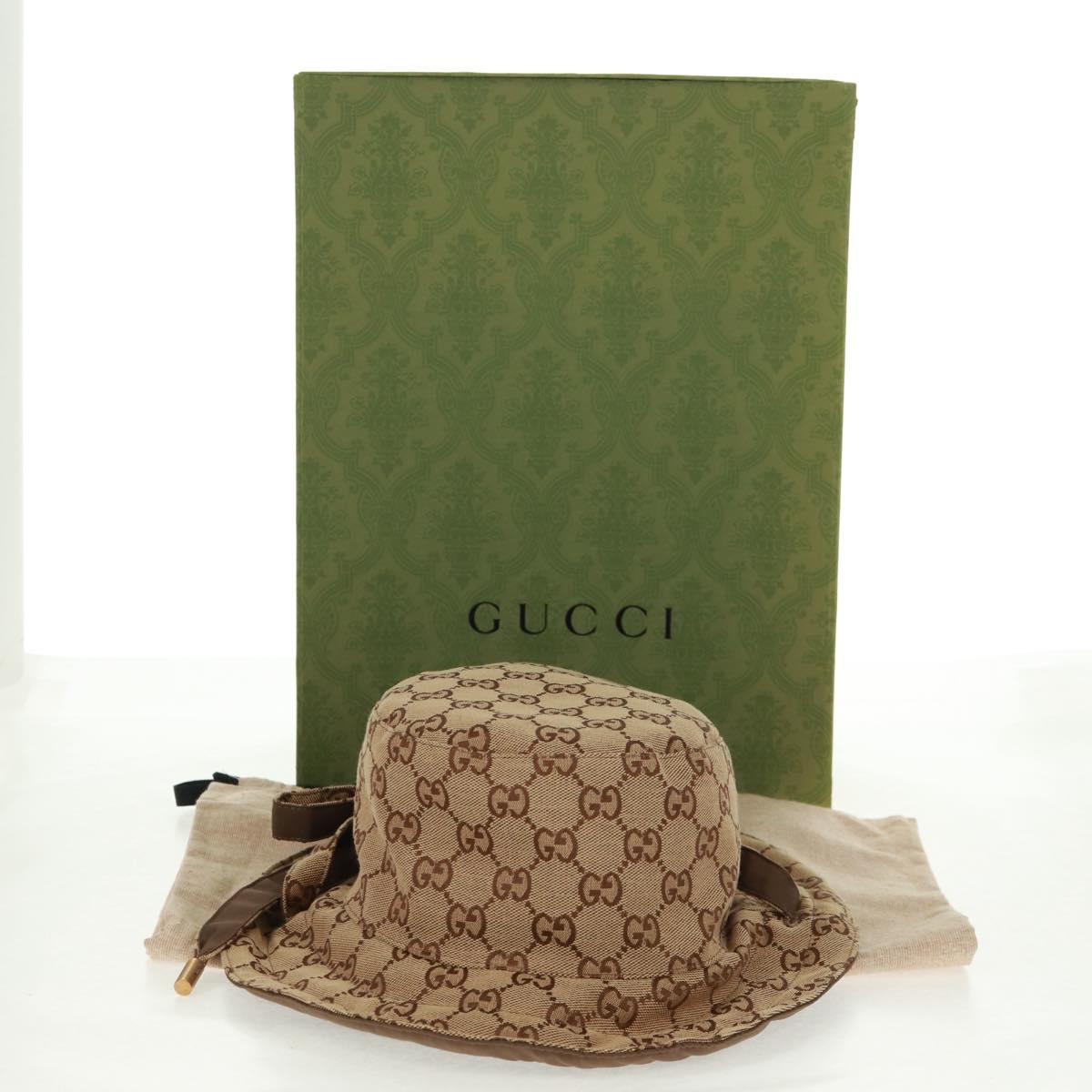 GUCCI GG Canvas Reversible Bucket Hat Beige Auth SW2115SAM