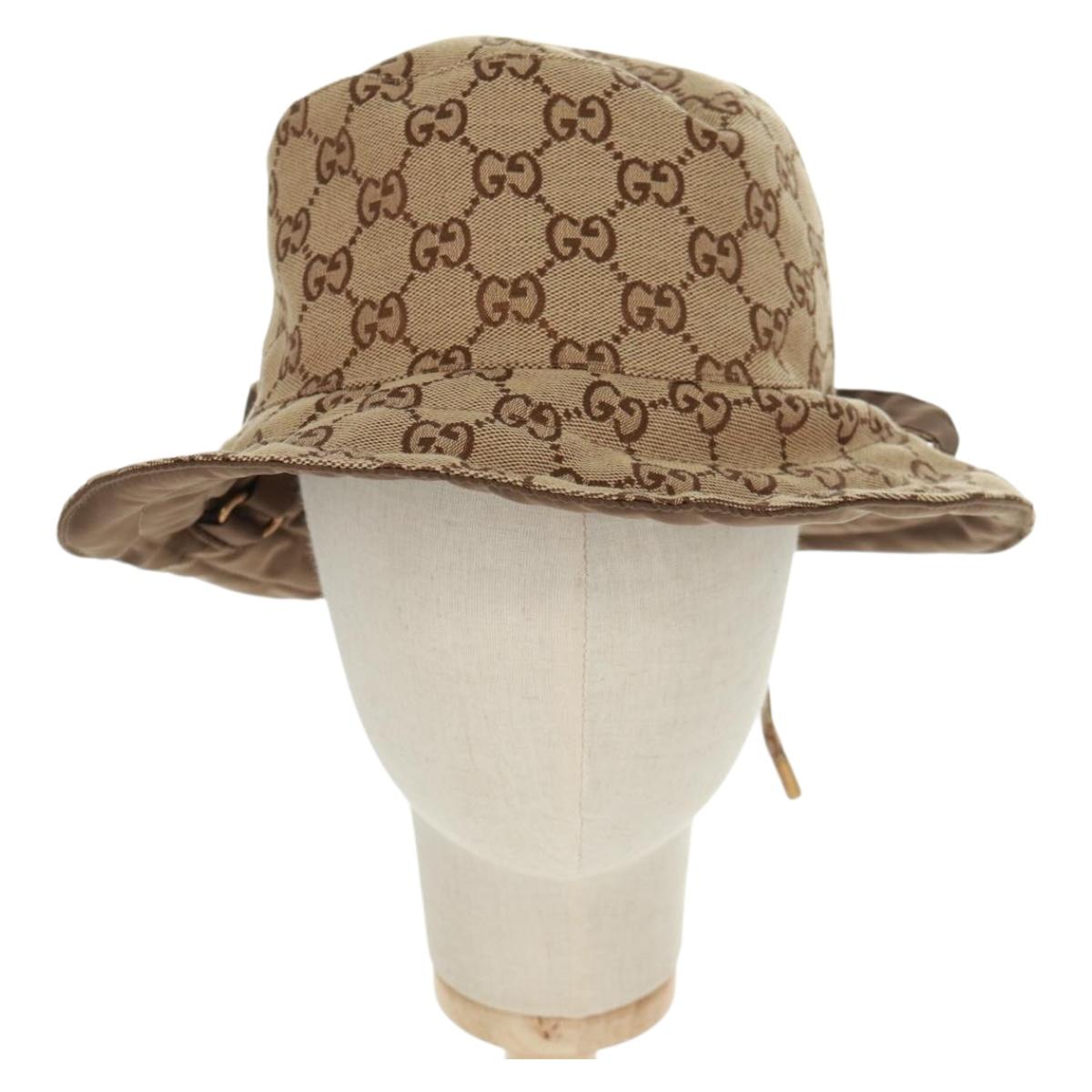 GUCCI GG Canvas Reversible Bucket Hat Beige Auth SW2115SAM