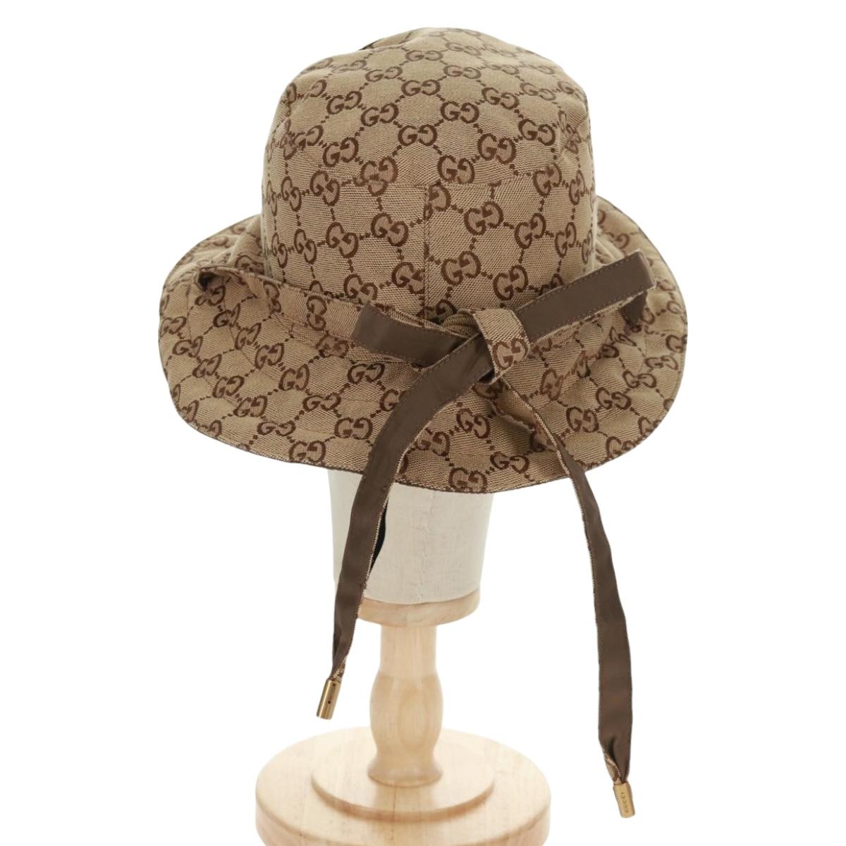 GUCCI GG Canvas Reversible Bucket Hat Beige Auth SW2115SAM