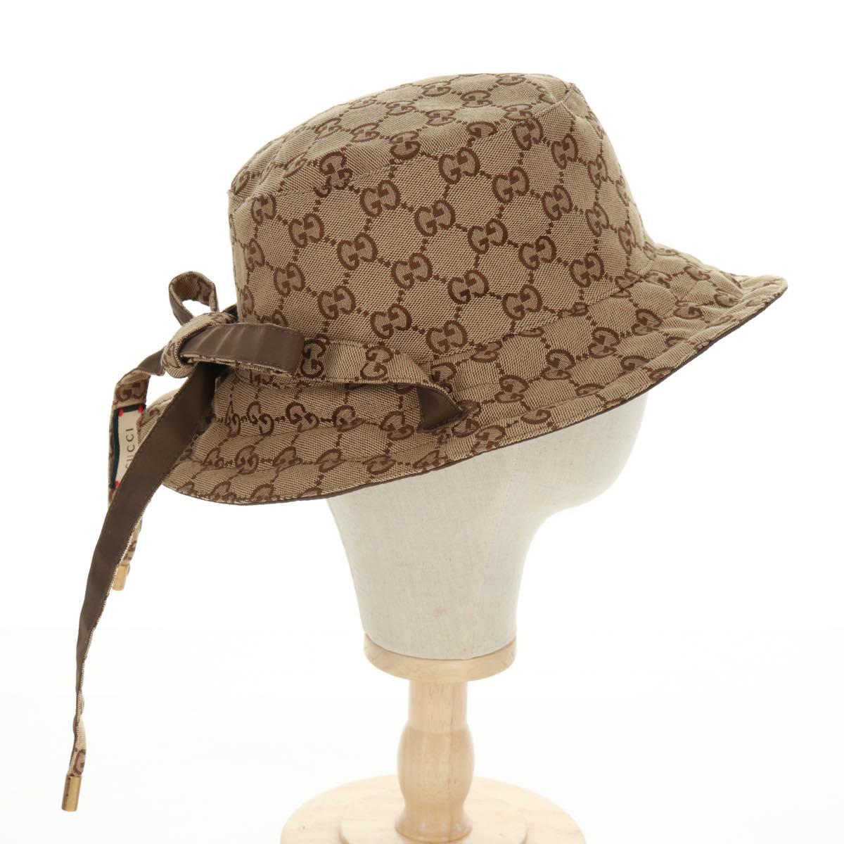 GUCCI GG Canvas Reversible Bucket Hat Beige Auth SW2115SAM