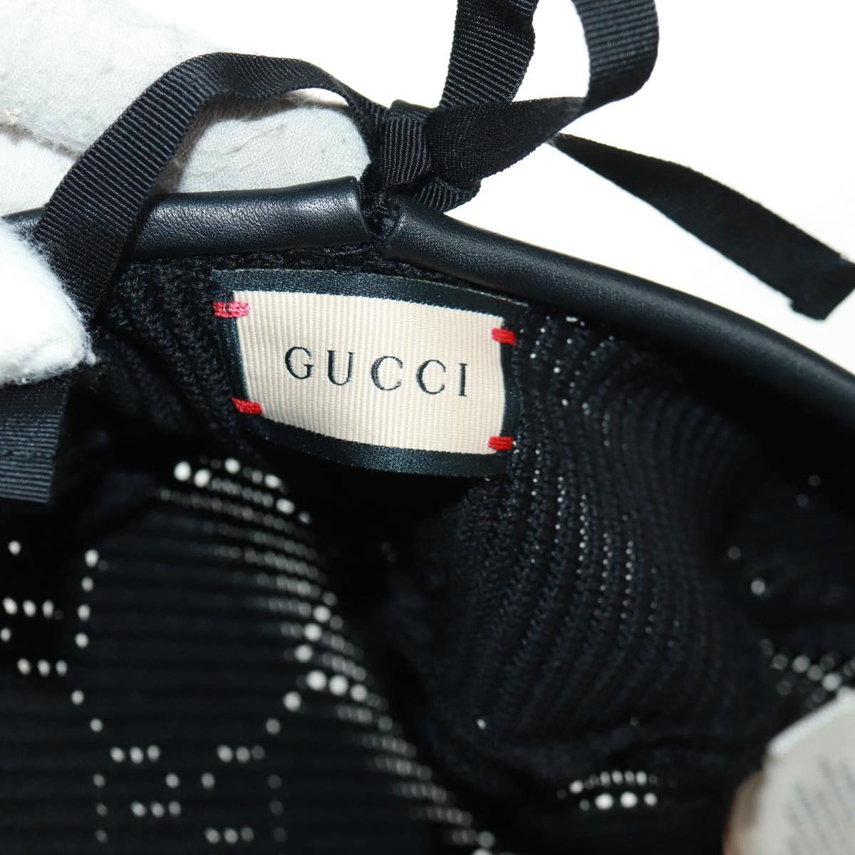GUCCI Crochet Beret Hat Cotton L Black Auth SW2117SAM
