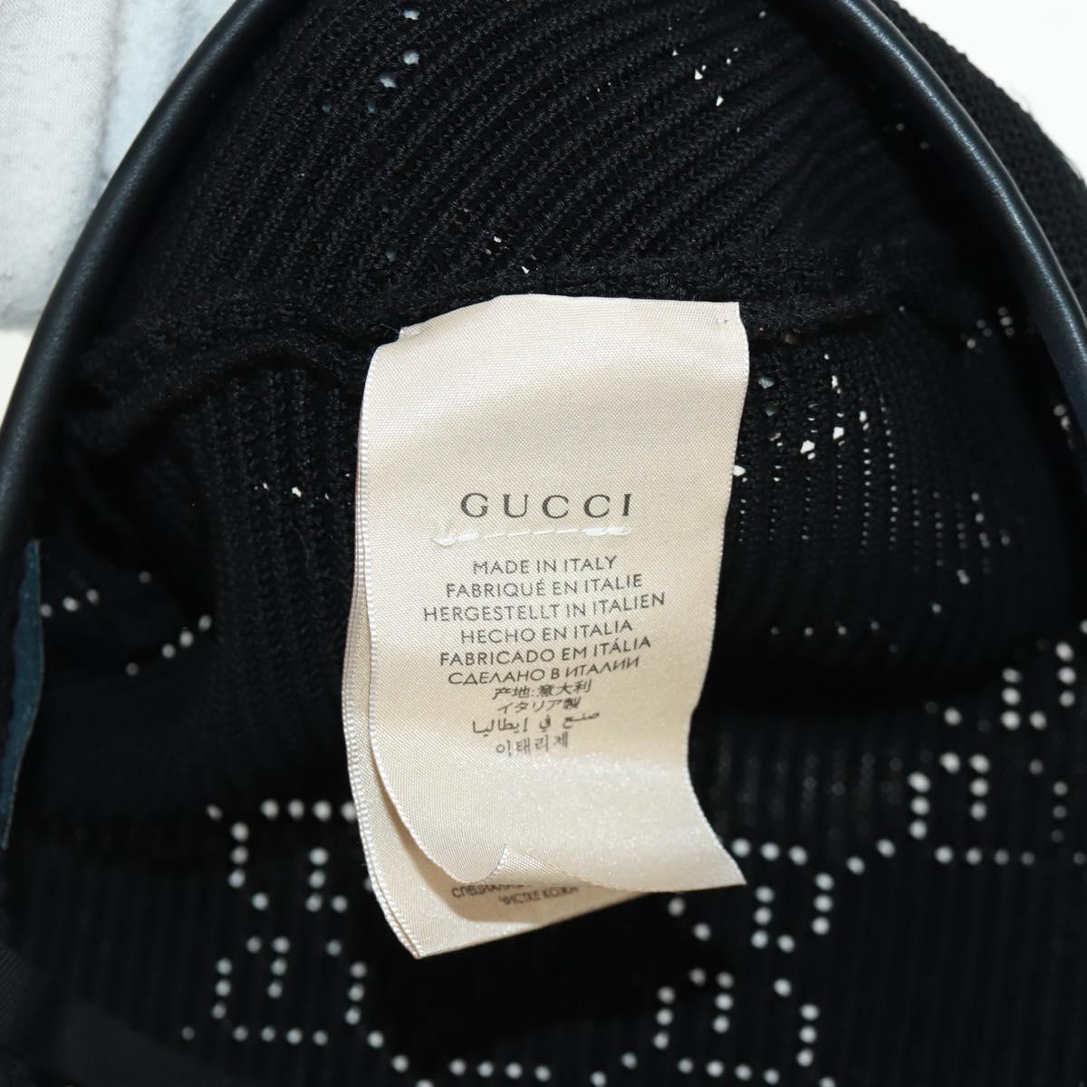 GUCCI Crochet Beret Hat Cotton L Black Auth SW2117SAM