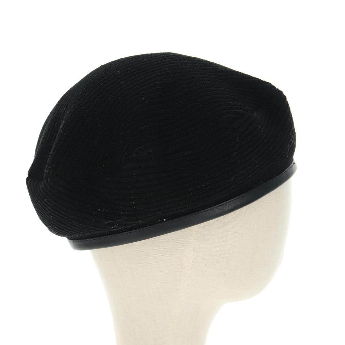 GUCCI Crochet Beret Hat Cotton L Black Auth SW2117SAM