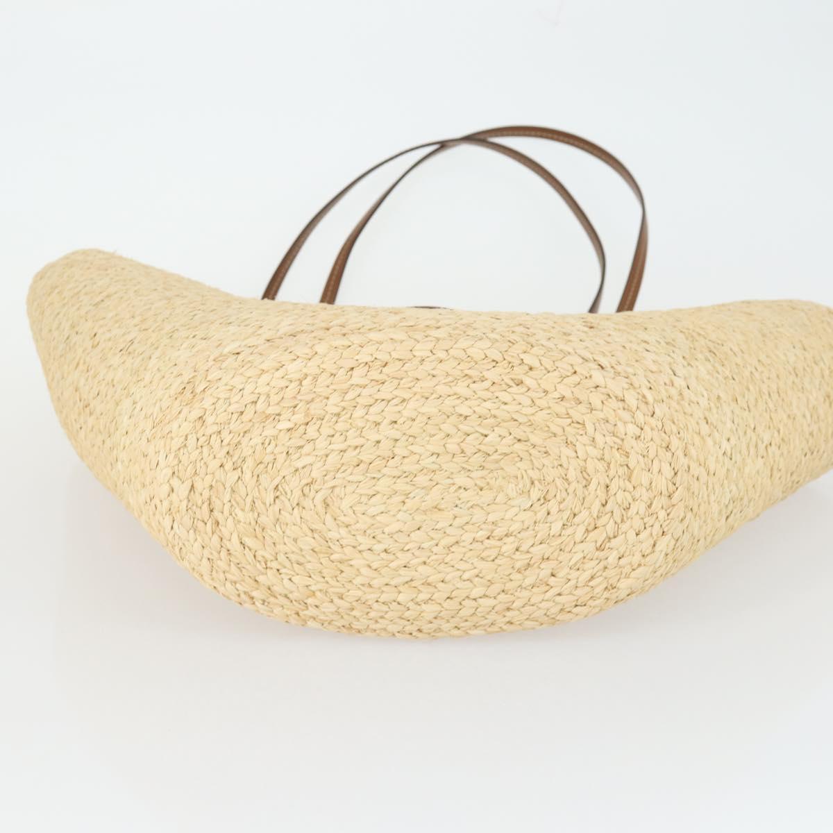 PRADA Large Tote Bag Raffia Beige Auth SW2119SAM