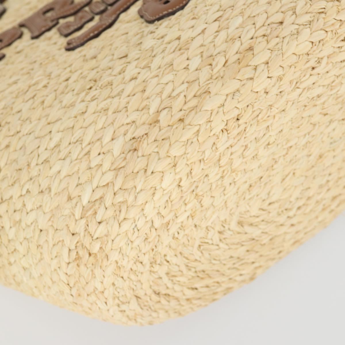 PRADA Large Tote Bag Raffia Beige Auth SW2119SAM