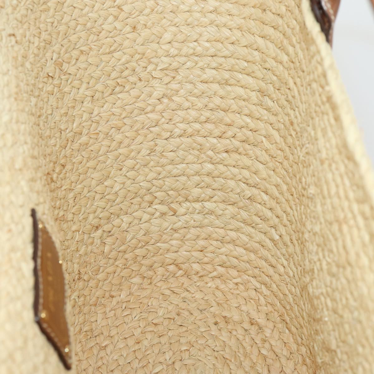 PRADA Large Tote Bag Raffia Beige Auth SW2119SAM