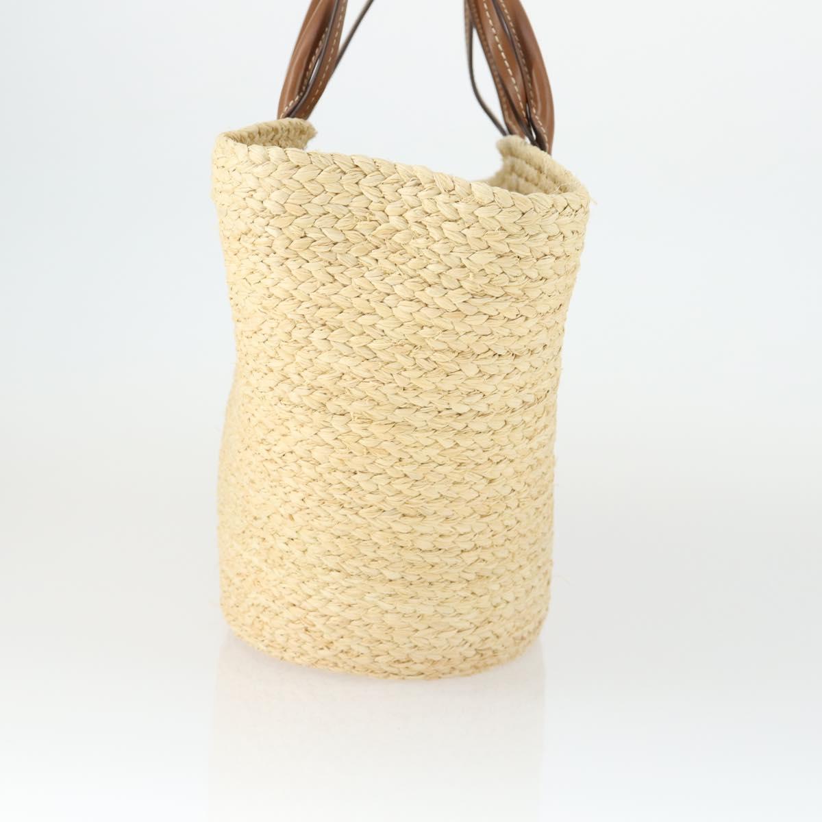 PRADA Large Tote Bag Raffia Beige Auth SW2119SAM