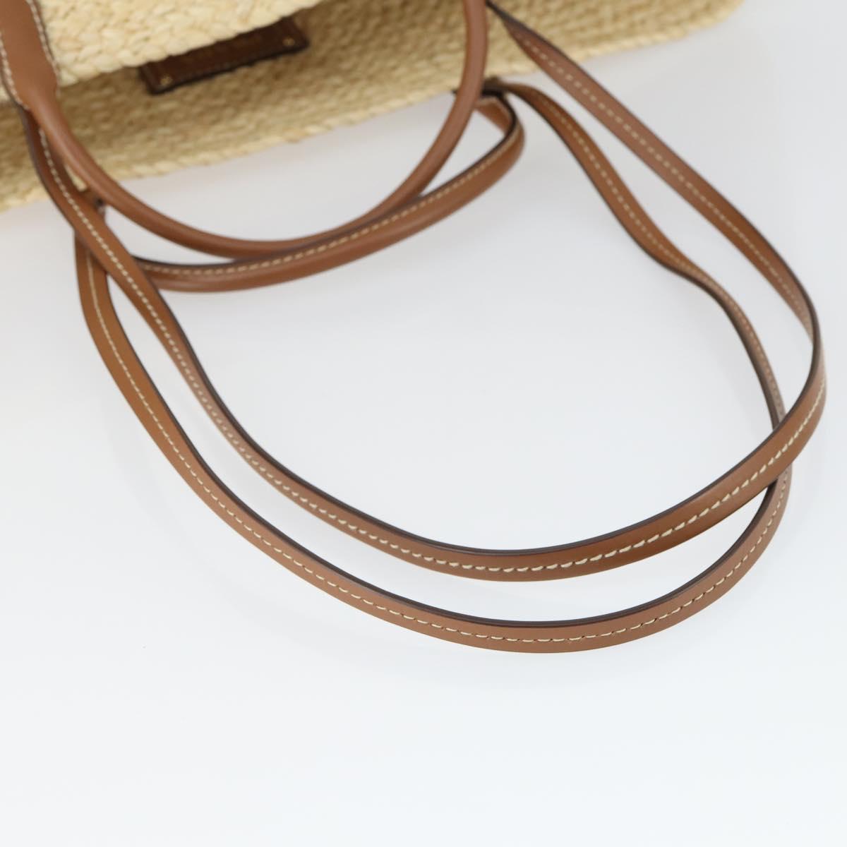 PRADA Large Tote Bag Raffia Beige Auth SW2119SAM