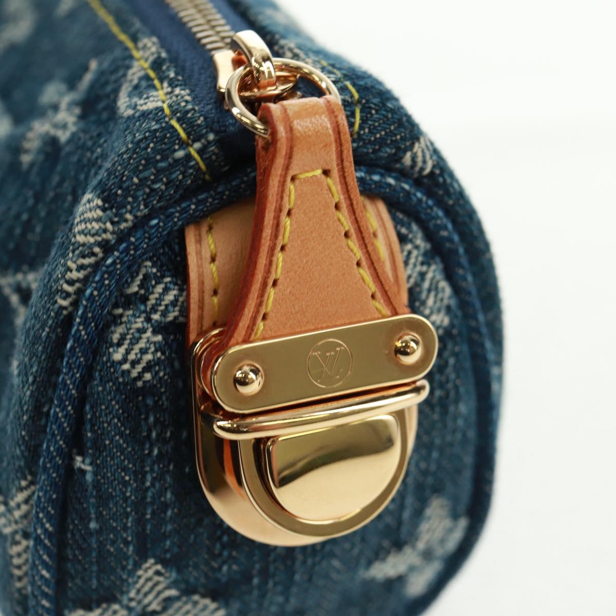 LOUIS VUITTON Monogram Denim Trousse Speedy GM Pouch Blue M95081 Auth SW2123SAV
