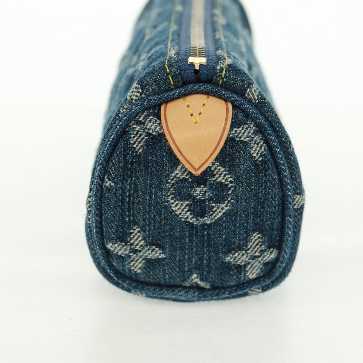 LOUIS VUITTON Monogram Denim Trousse Speedy GM Pouch Blue M95081 Auth SW2123SAV