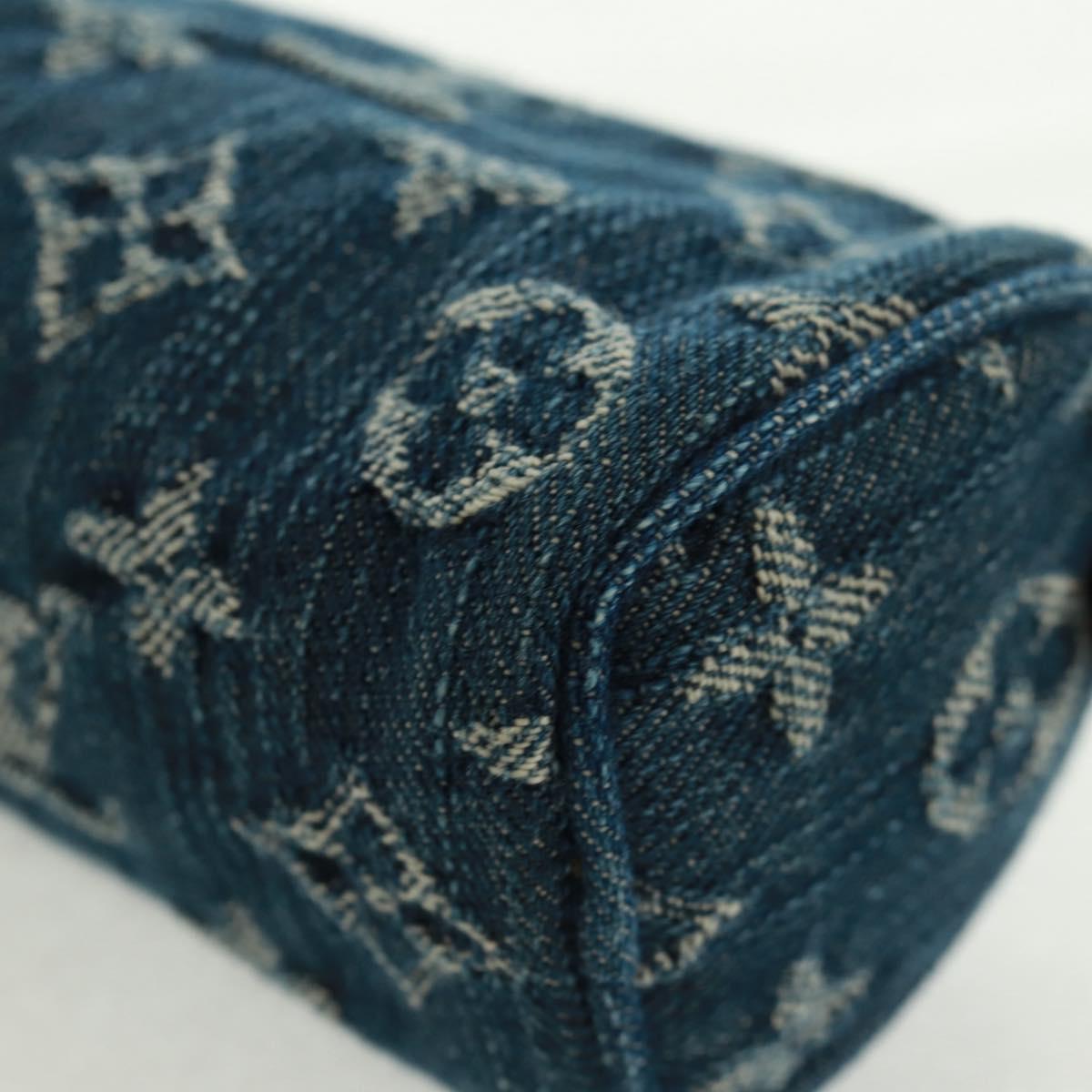 LOUIS VUITTON Monogram Denim Trousse Speedy GM Pouch Blue M95081 Auth SW2123SAV