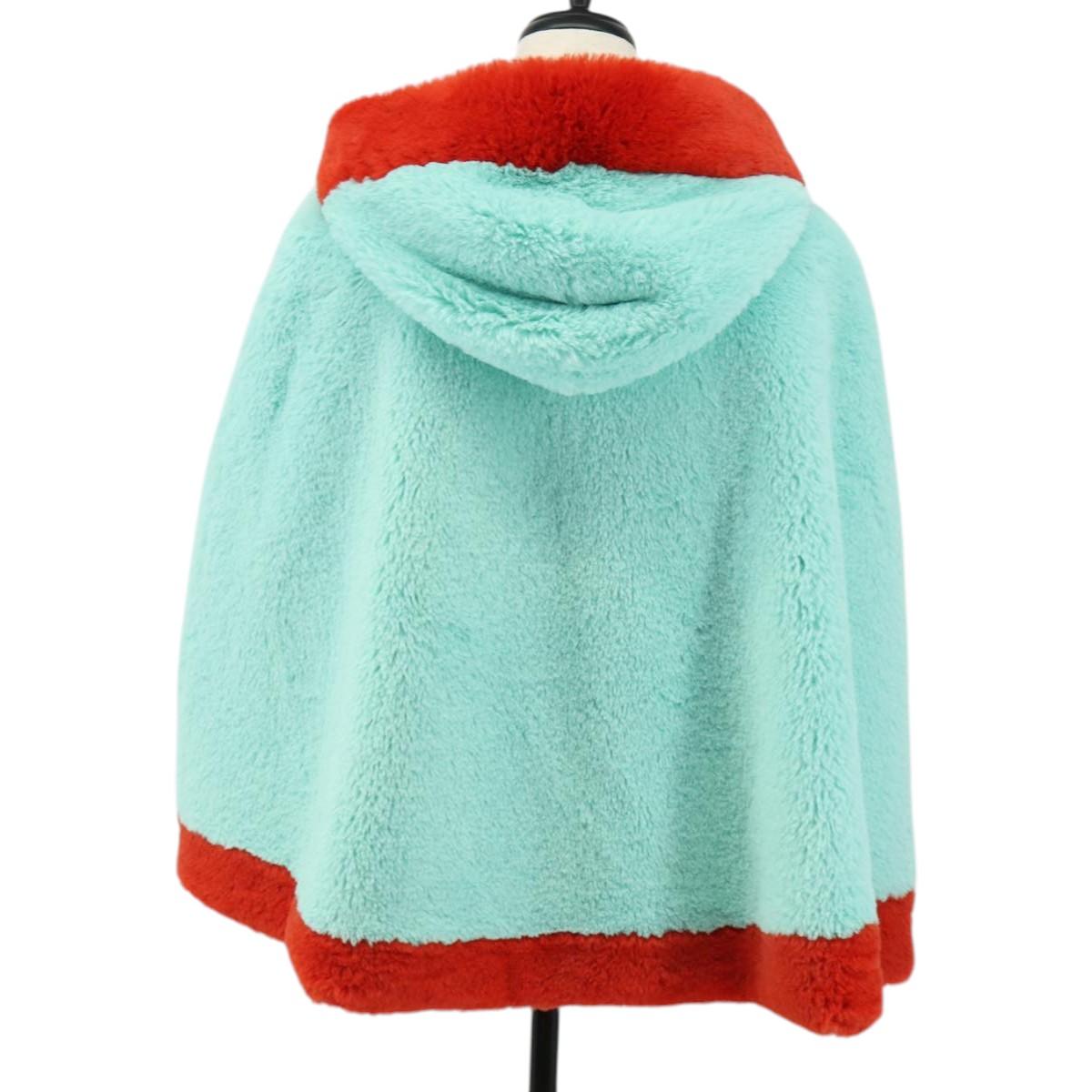 GUCCI Tiger Coat Poncho Jacket Fur Peppermint Auth SW2126SM