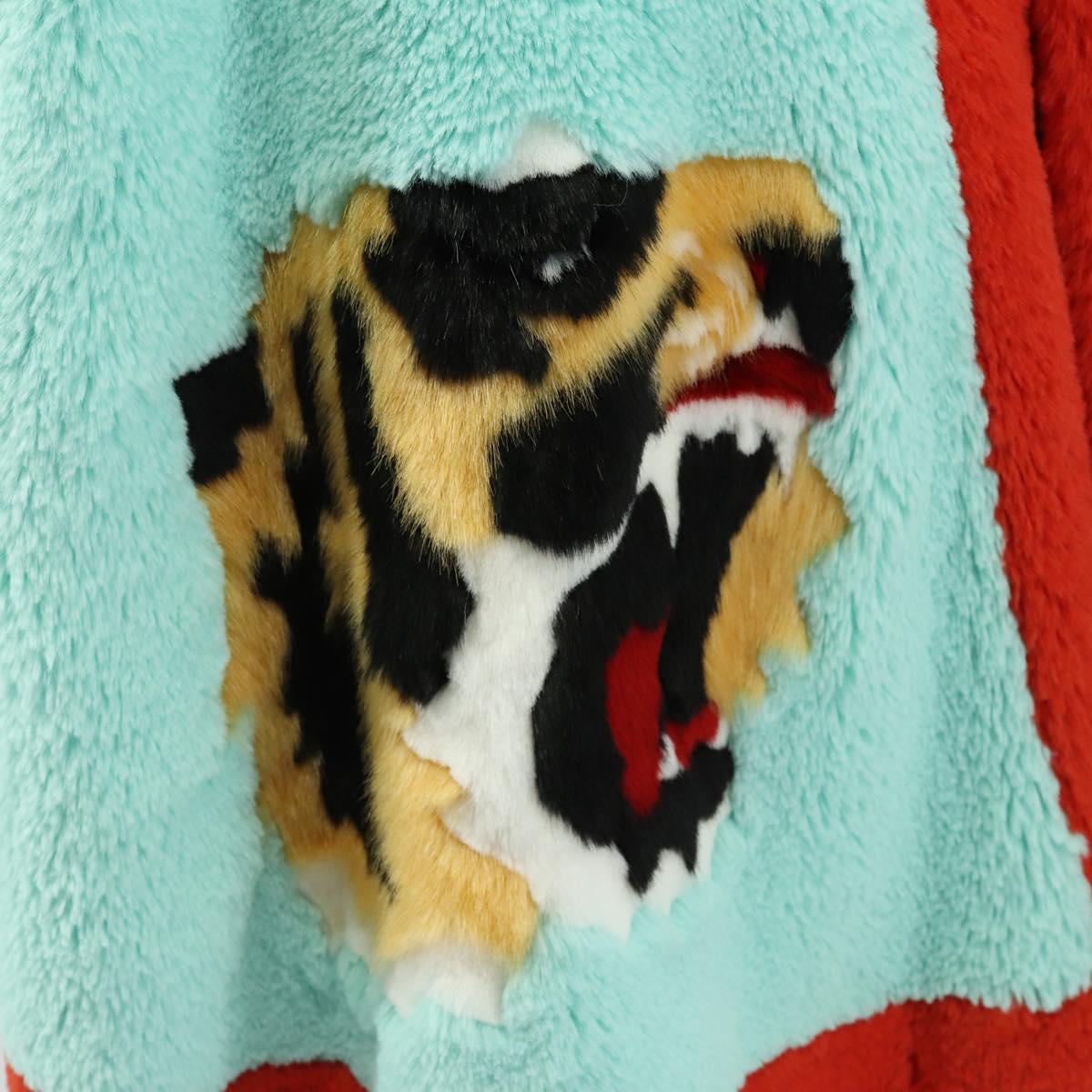 GUCCI Tiger Coat Poncho Jacket Fur Peppermint Auth SW2126SM