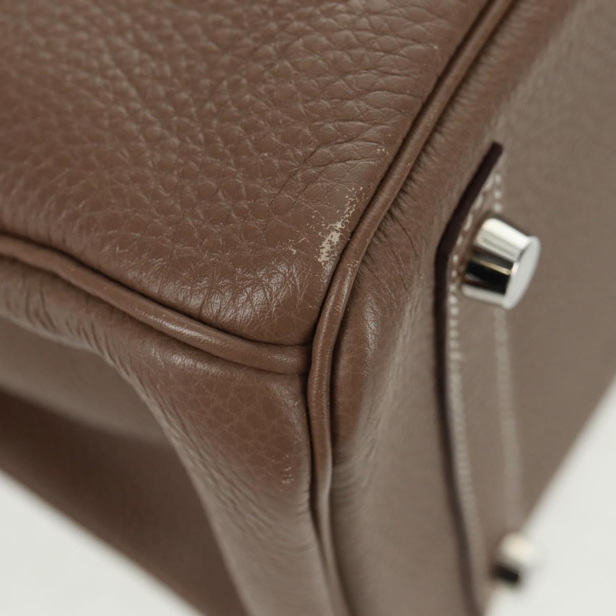 HERMES Birkin 30 Hand Bag Leather Silver Etope Auth SW2129SM