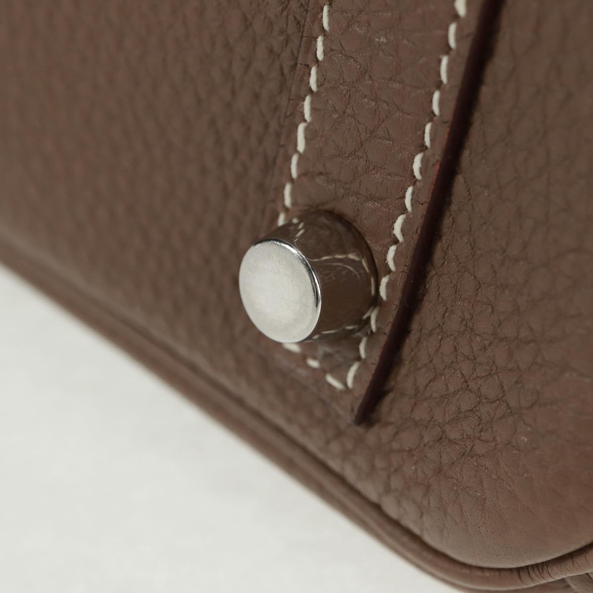 HERMES Birkin 30 Hand Bag Leather Silver Etope Auth SW2129SM