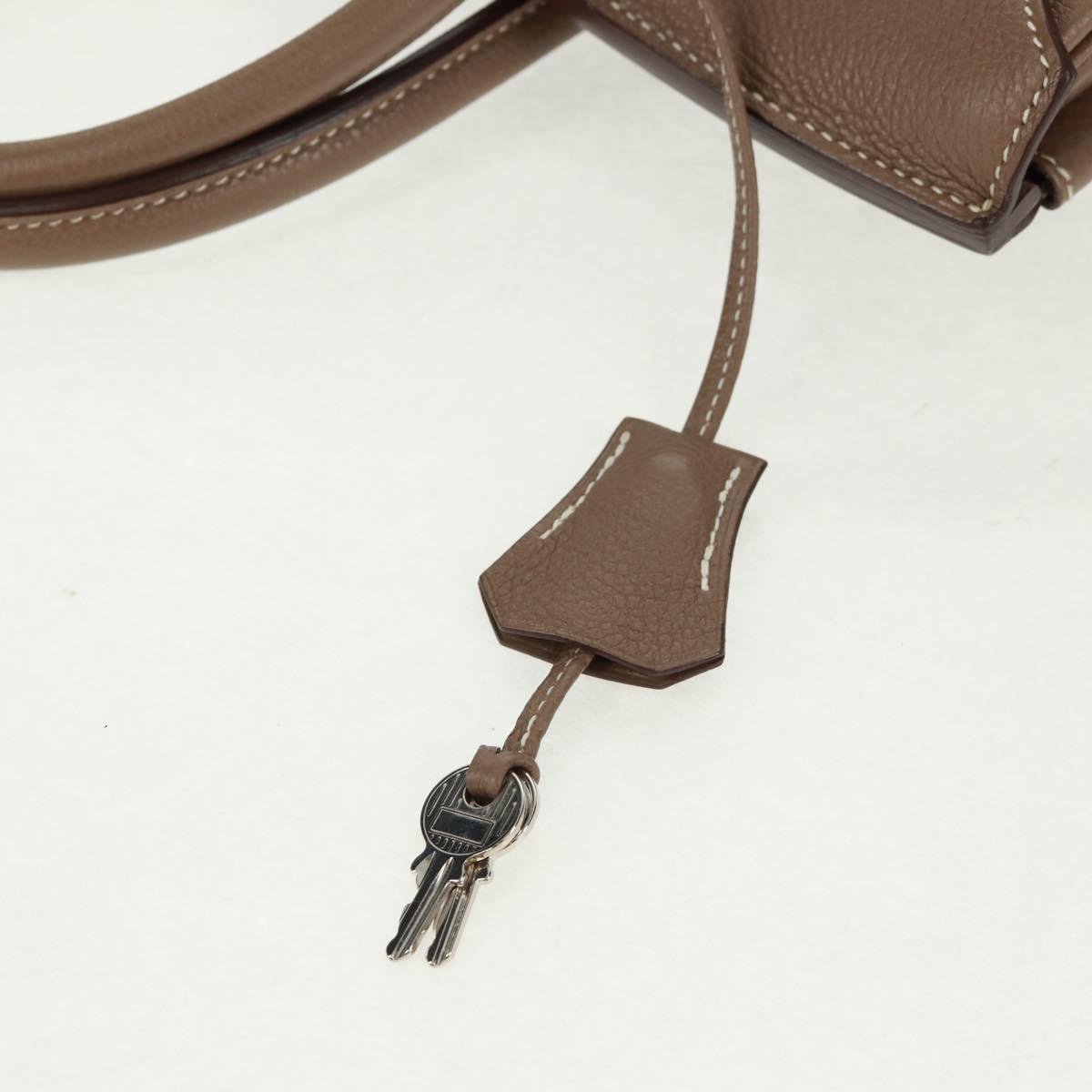 HERMES Birkin 30 Hand Bag Leather Silver Etope Auth SW2129SM