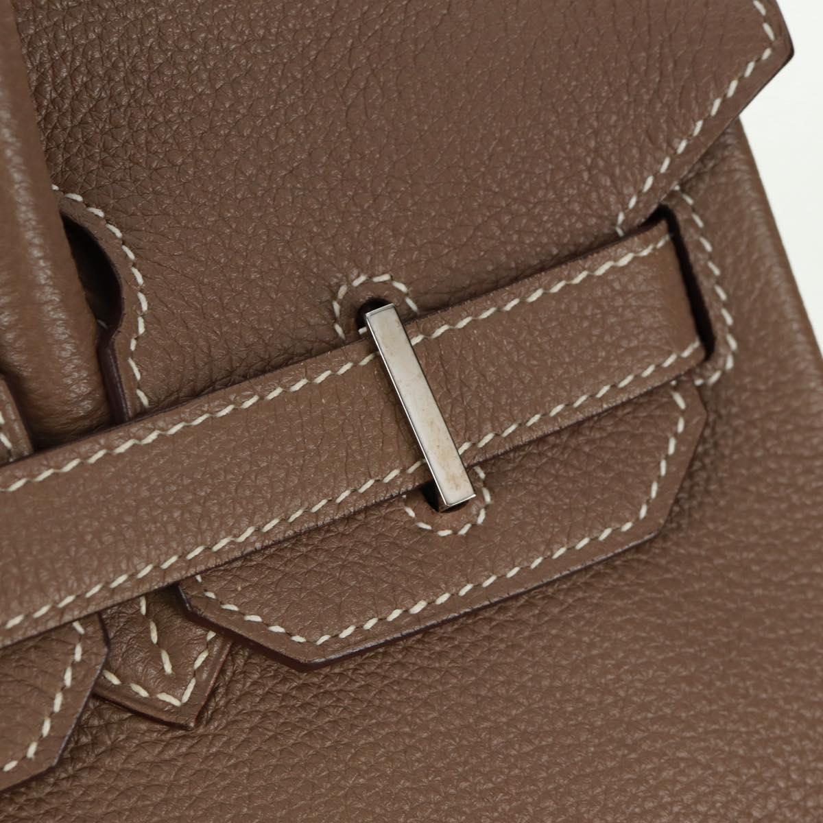 HERMES Birkin 30 Hand Bag Leather Silver Etope Auth SW2129SM