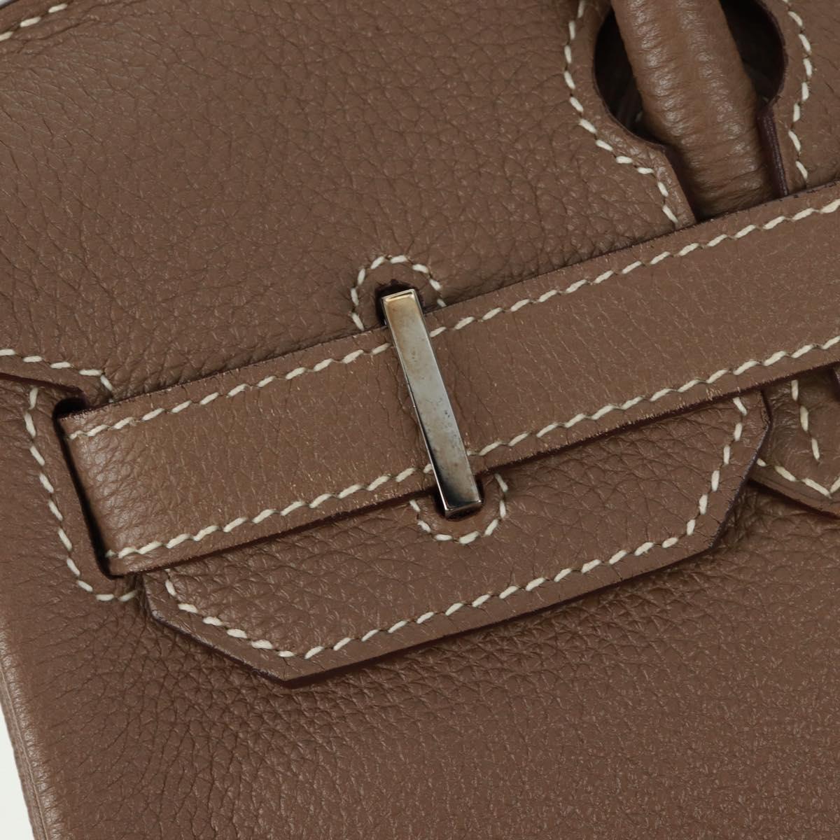 HERMES Birkin 30 Hand Bag Leather Silver Etope Auth SW2129SM