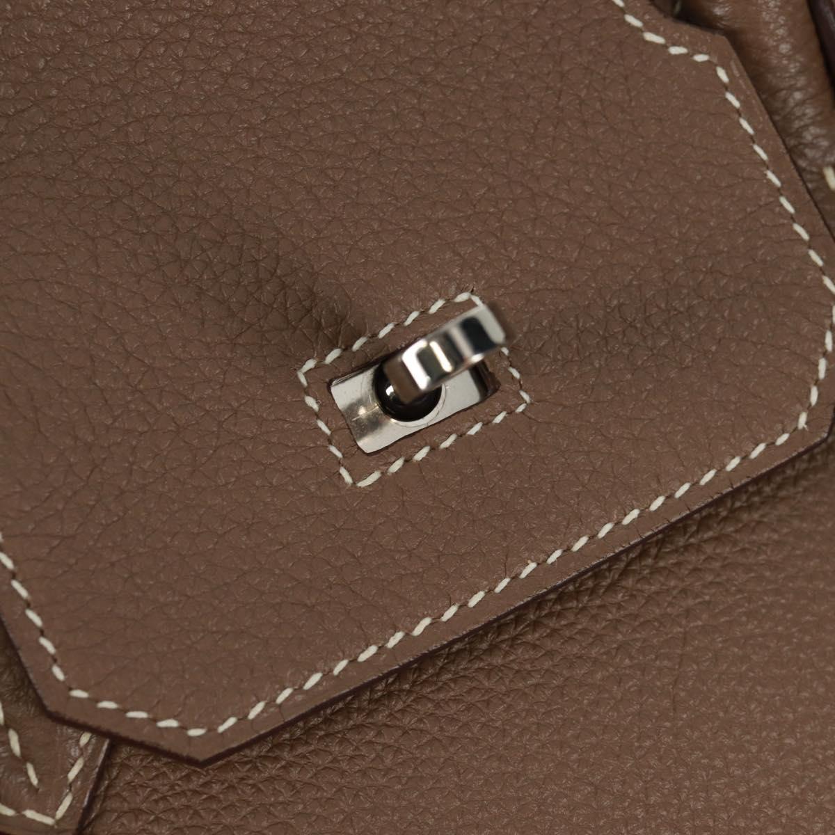 HERMES Birkin 30 Hand Bag Leather Silver Etope Auth SW2129SM