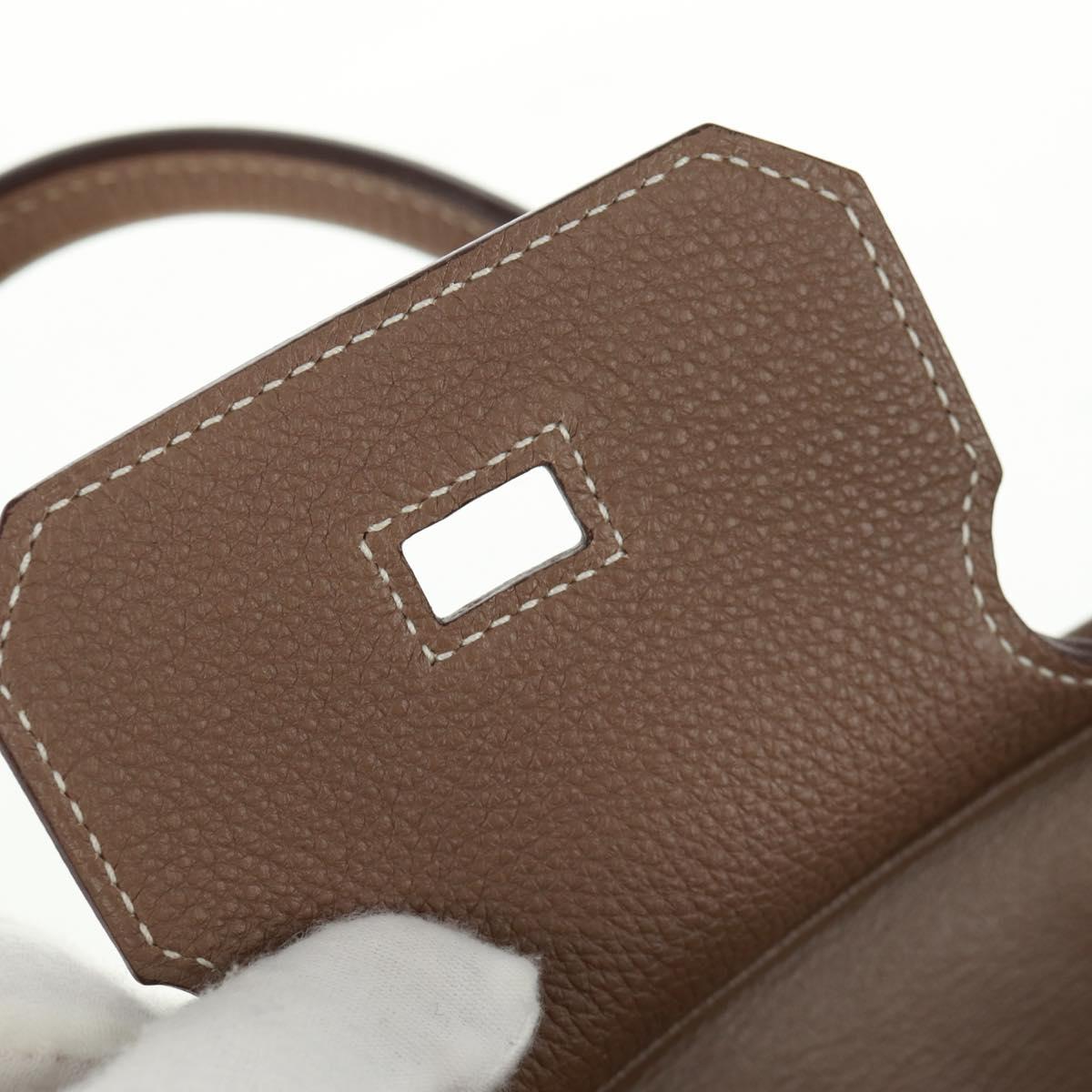 HERMES Birkin 30 Hand Bag Leather Silver Etope Auth SW2129SM