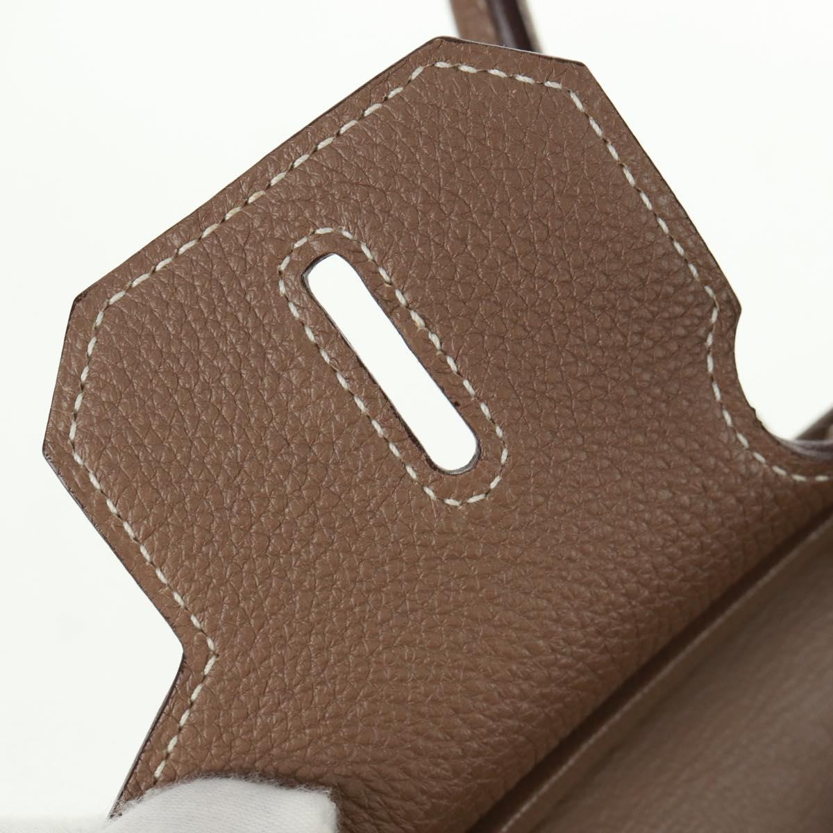 HERMES Birkin 30 Hand Bag Leather Silver Etope Auth SW2129SM