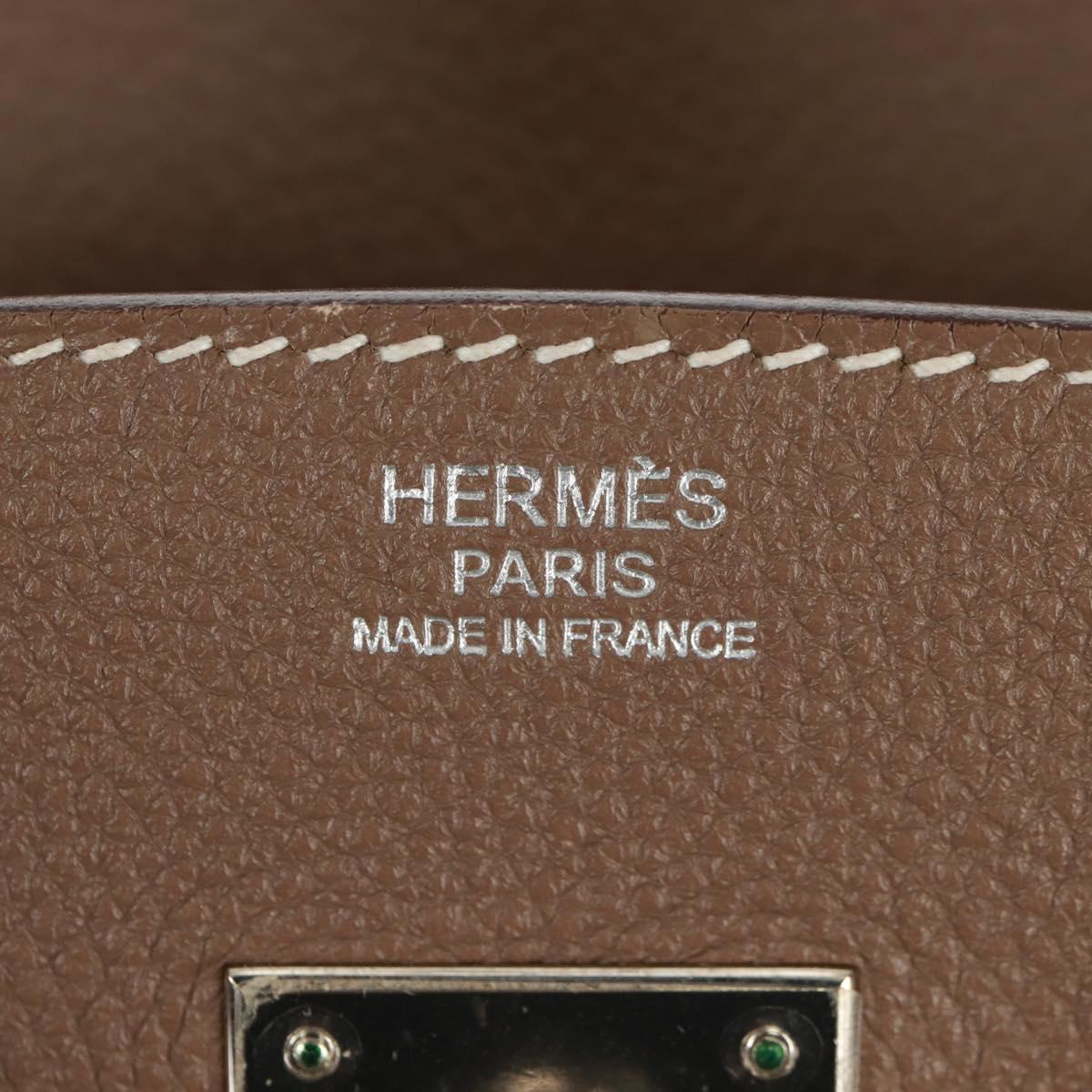 HERMES Birkin 30 Hand Bag Leather Silver Etope Auth SW2129SM